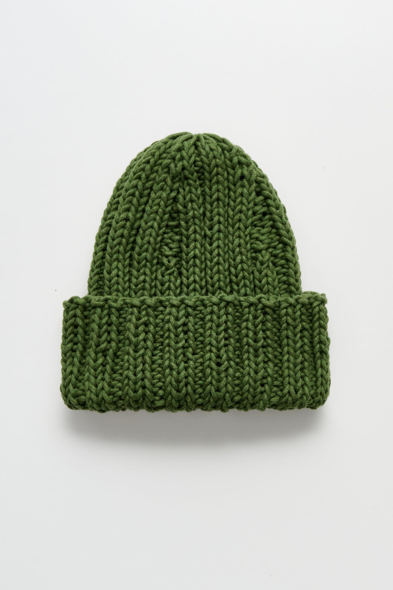 Auralee Wool Cashmere Felted Hand Knit Beanie Olive