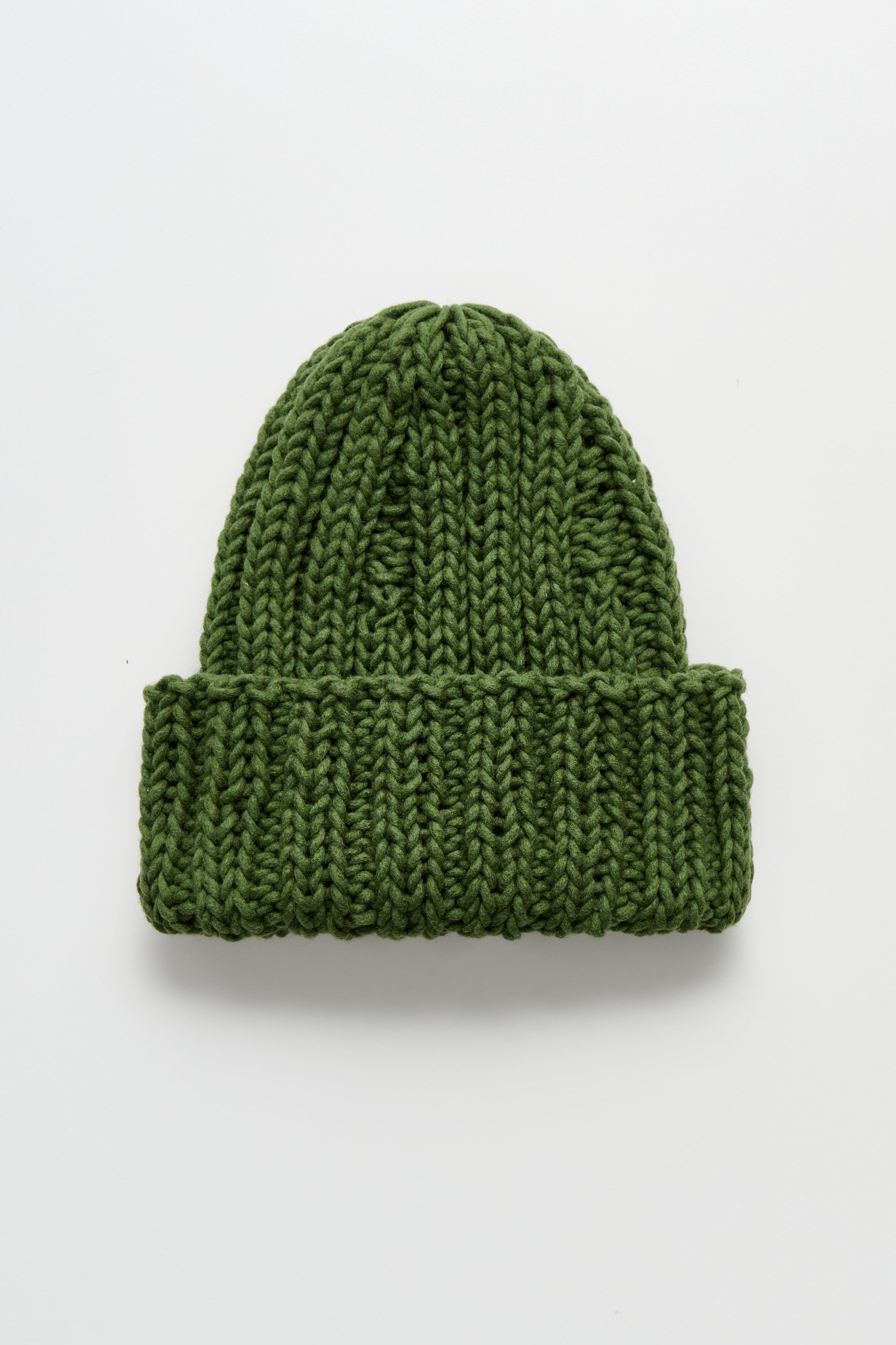 Auralee Wool Cashmere Felted Hand Knit Beanie Olive