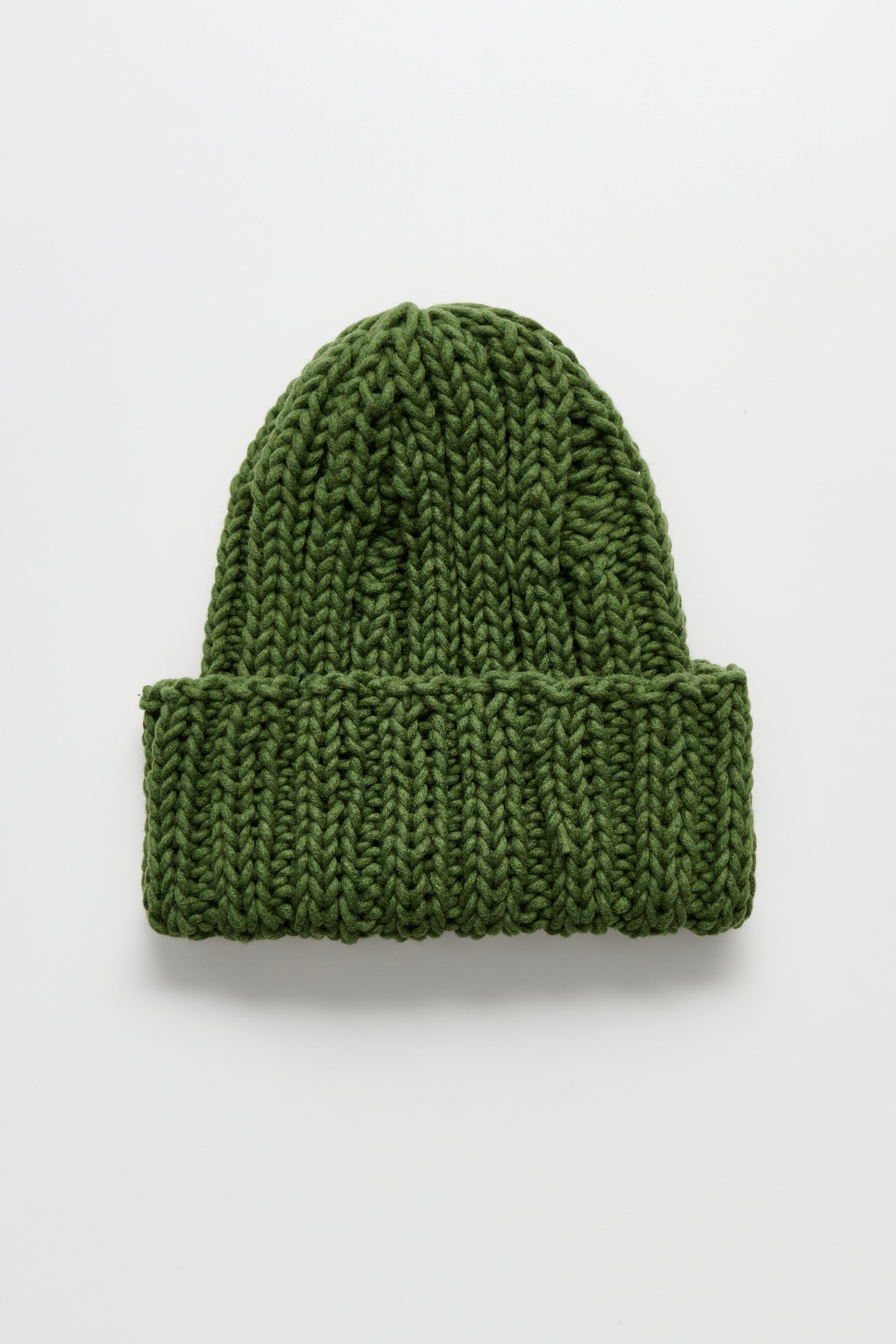 Auralee Wool Cashmere Felted Hand Knit Beanie Olive