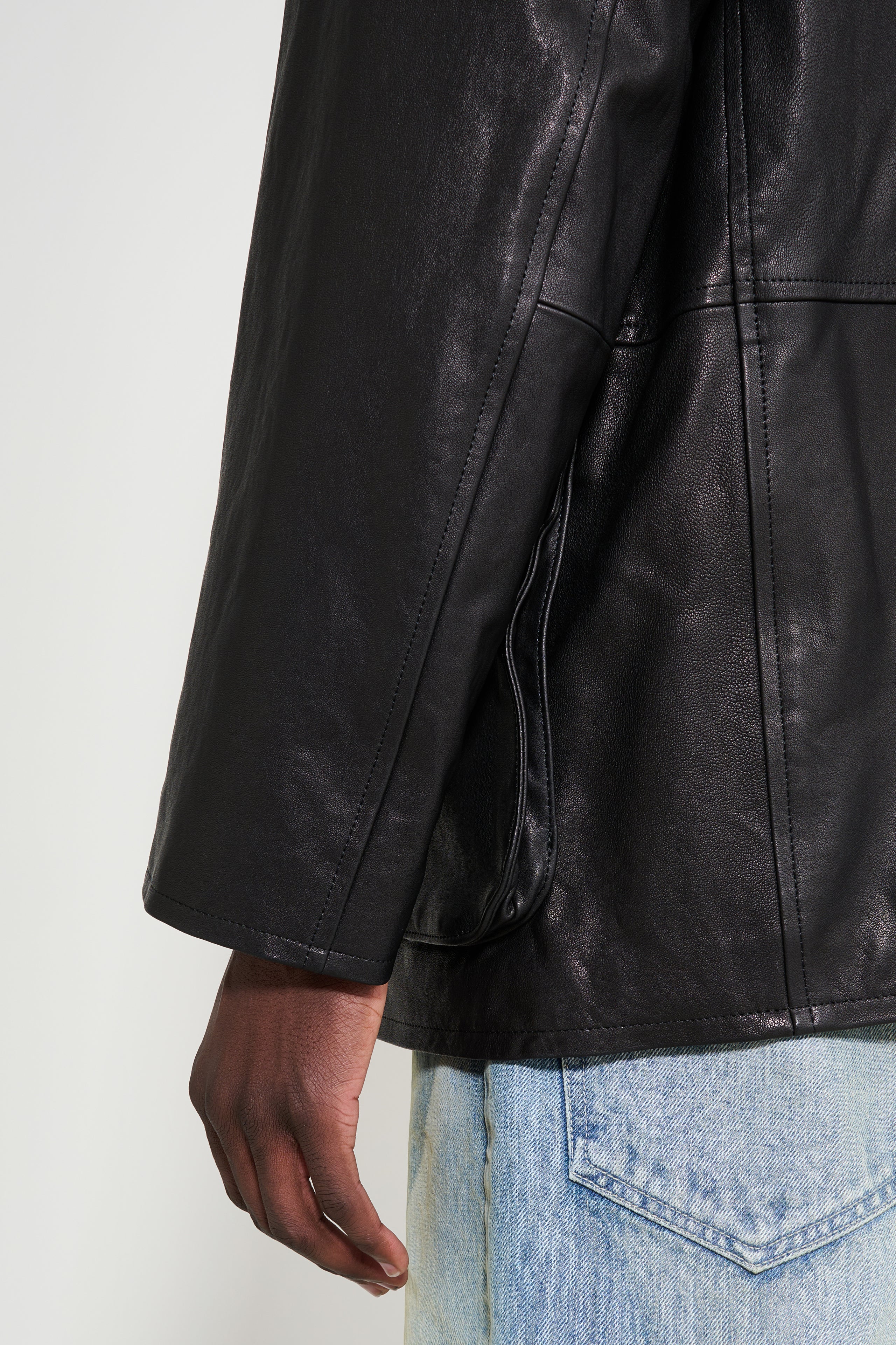 Auralee Textured Lamb Leather Jacket Black