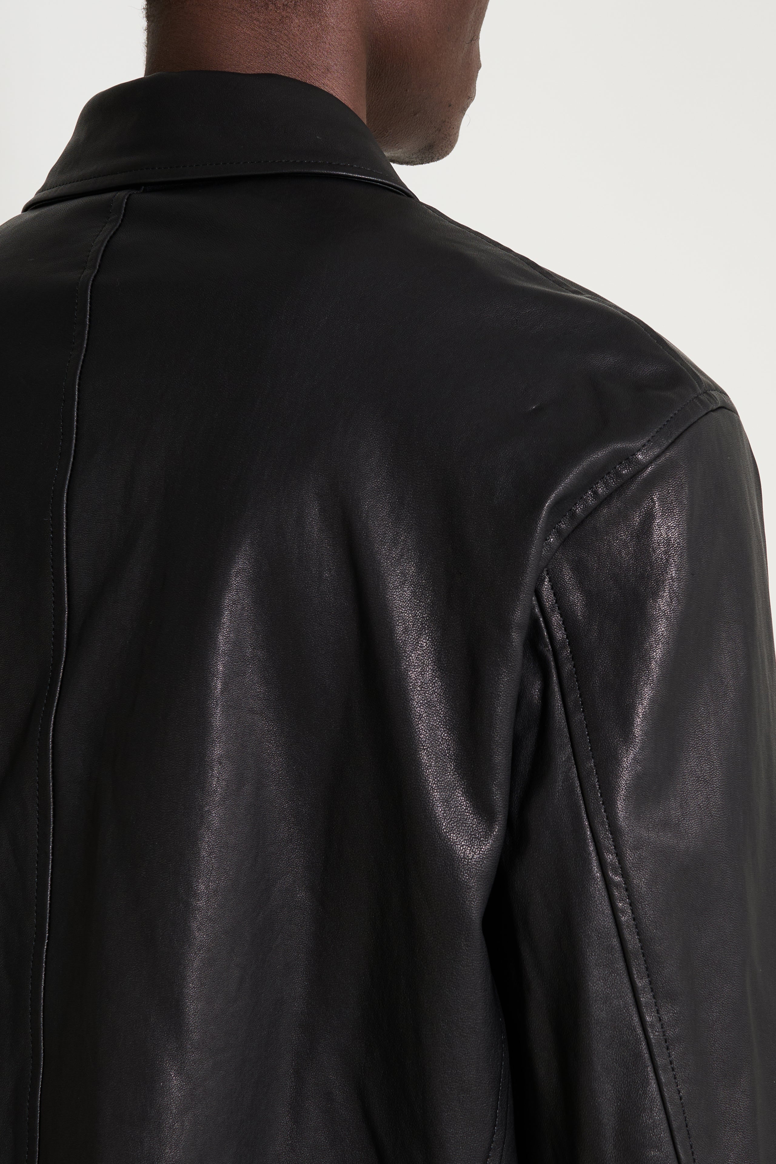 Auralee Textured Lamb Leather Jacket Black