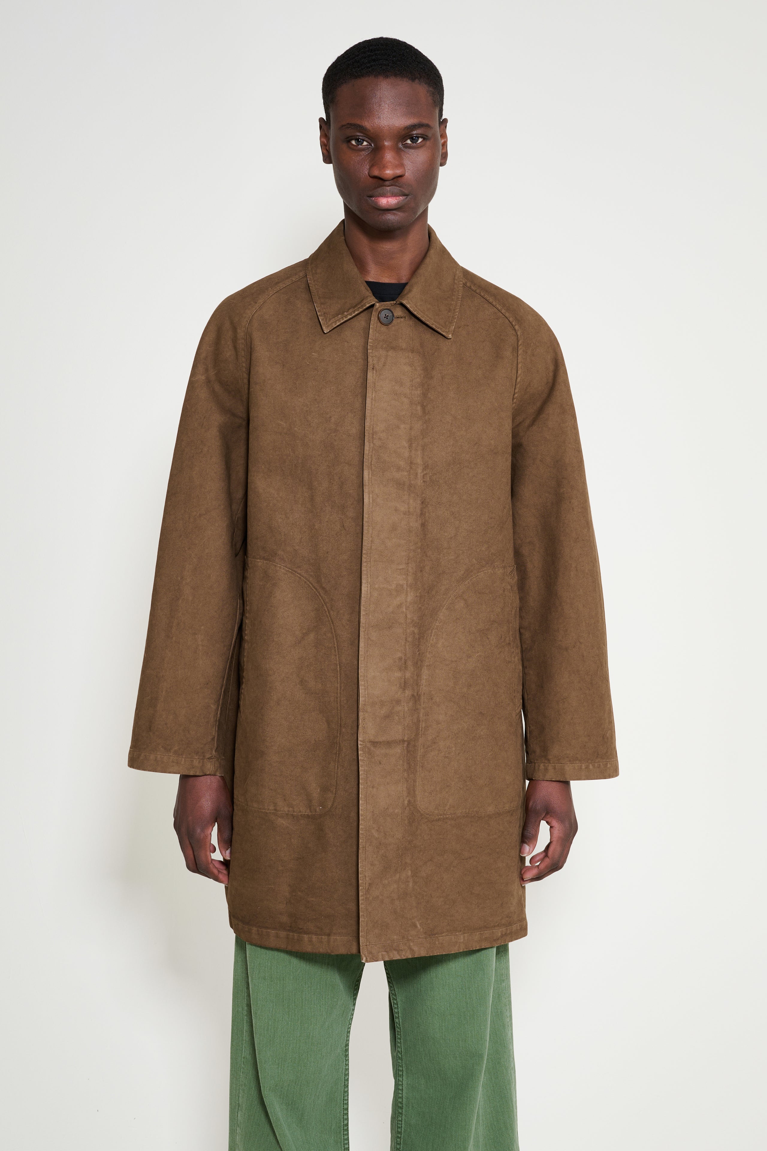 Auralee Garment Dyed Organic Cotton Heavy Twill Short Coat Dark Brown