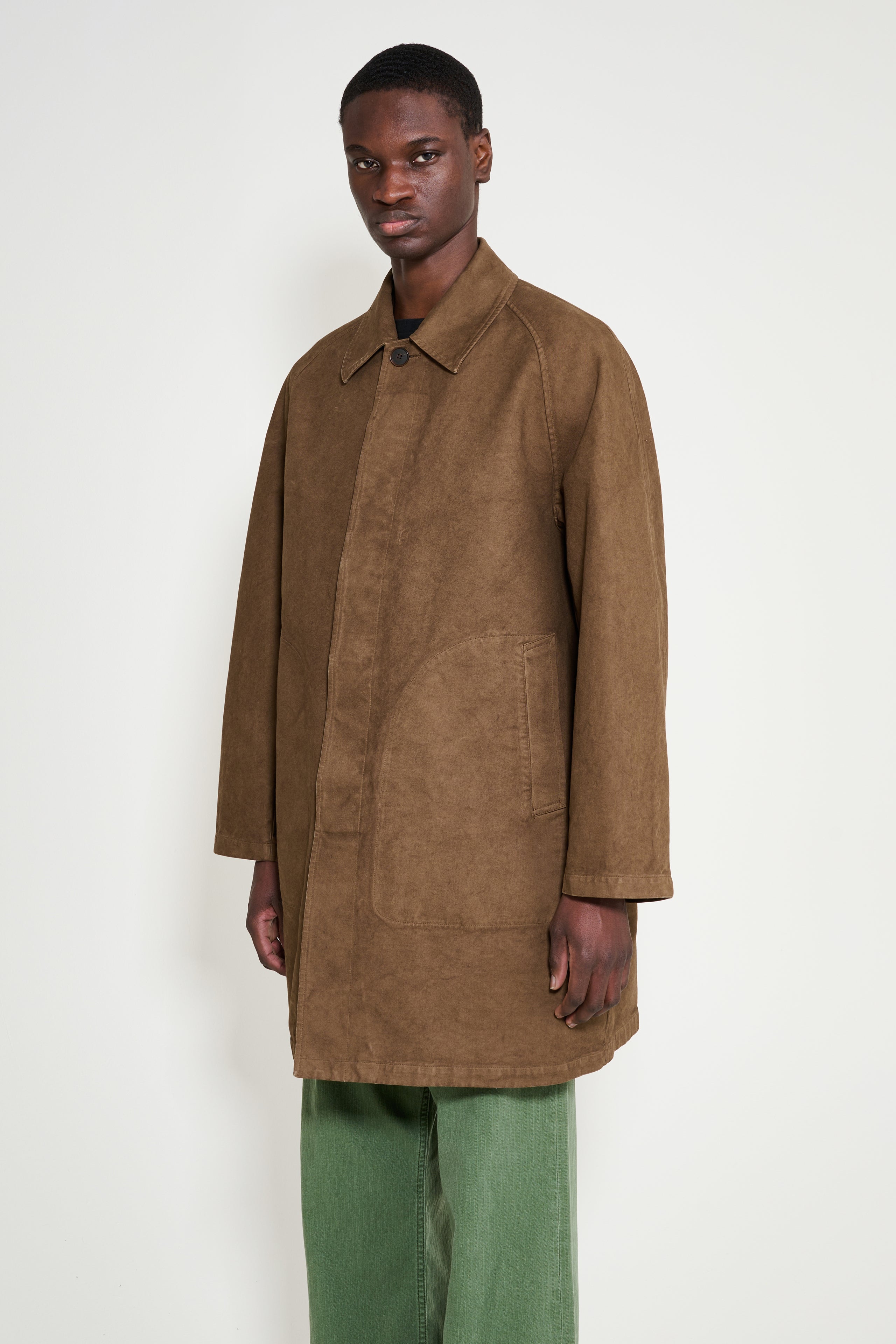 Auralee Garment Dyed Organic Cotton Heavy Twill Short Coat Dark Brown