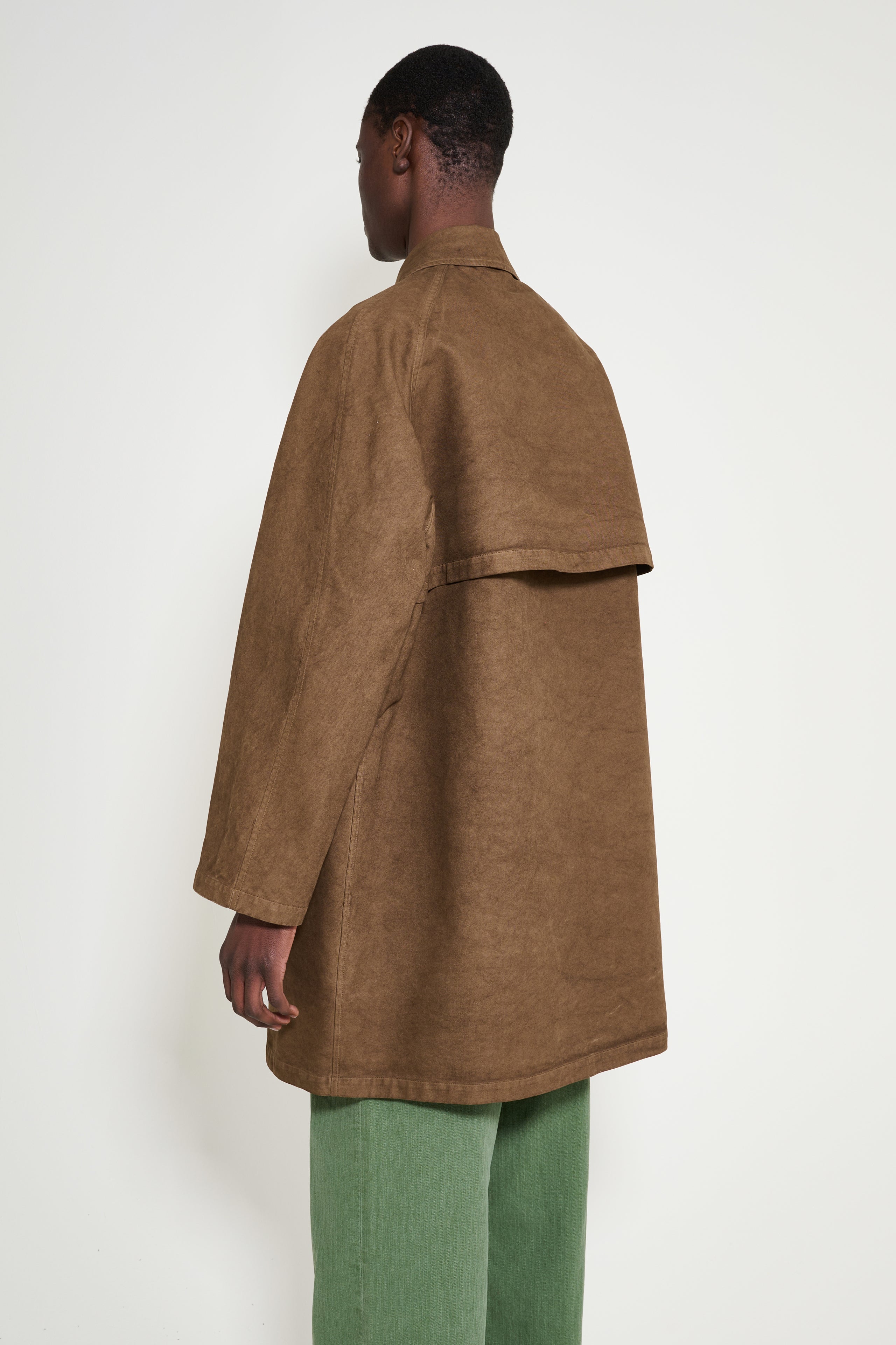 Auralee Garment Dyed Organic Cotton Heavy Twill Short Coat Dark Brown