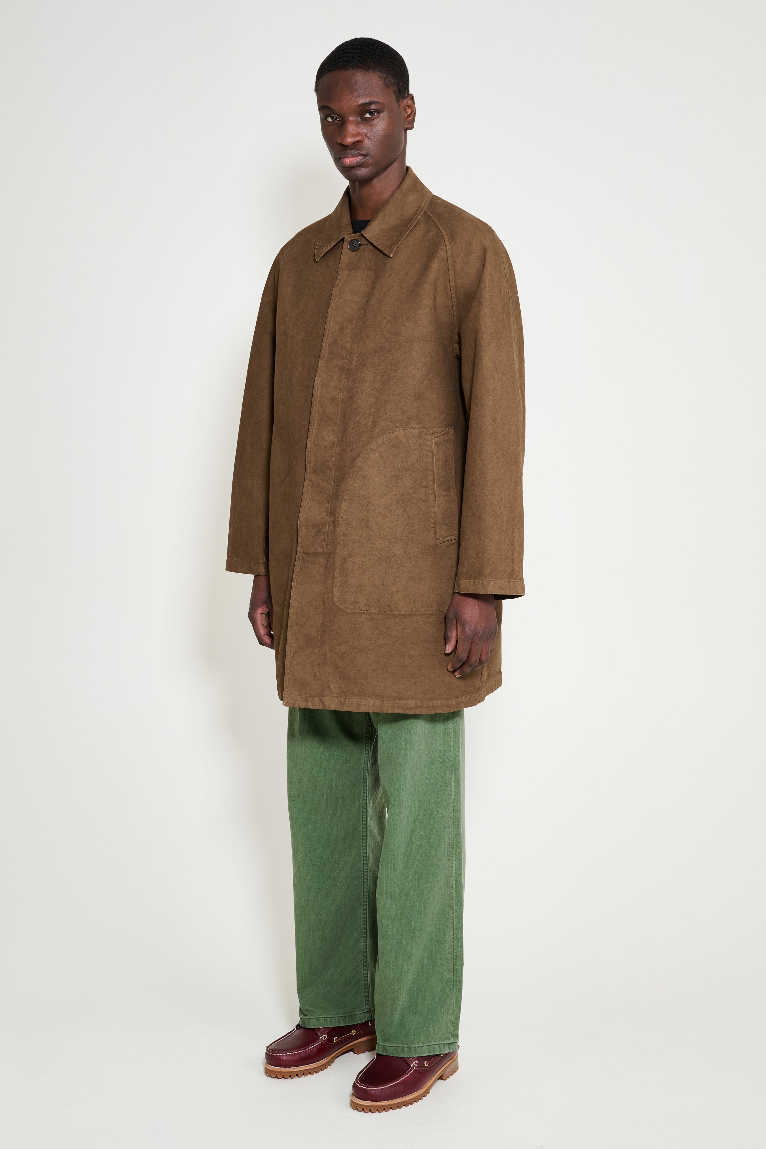 Auralee Garment Dyed Organic Cotton Heavy Twill Short Coat Dark Brown