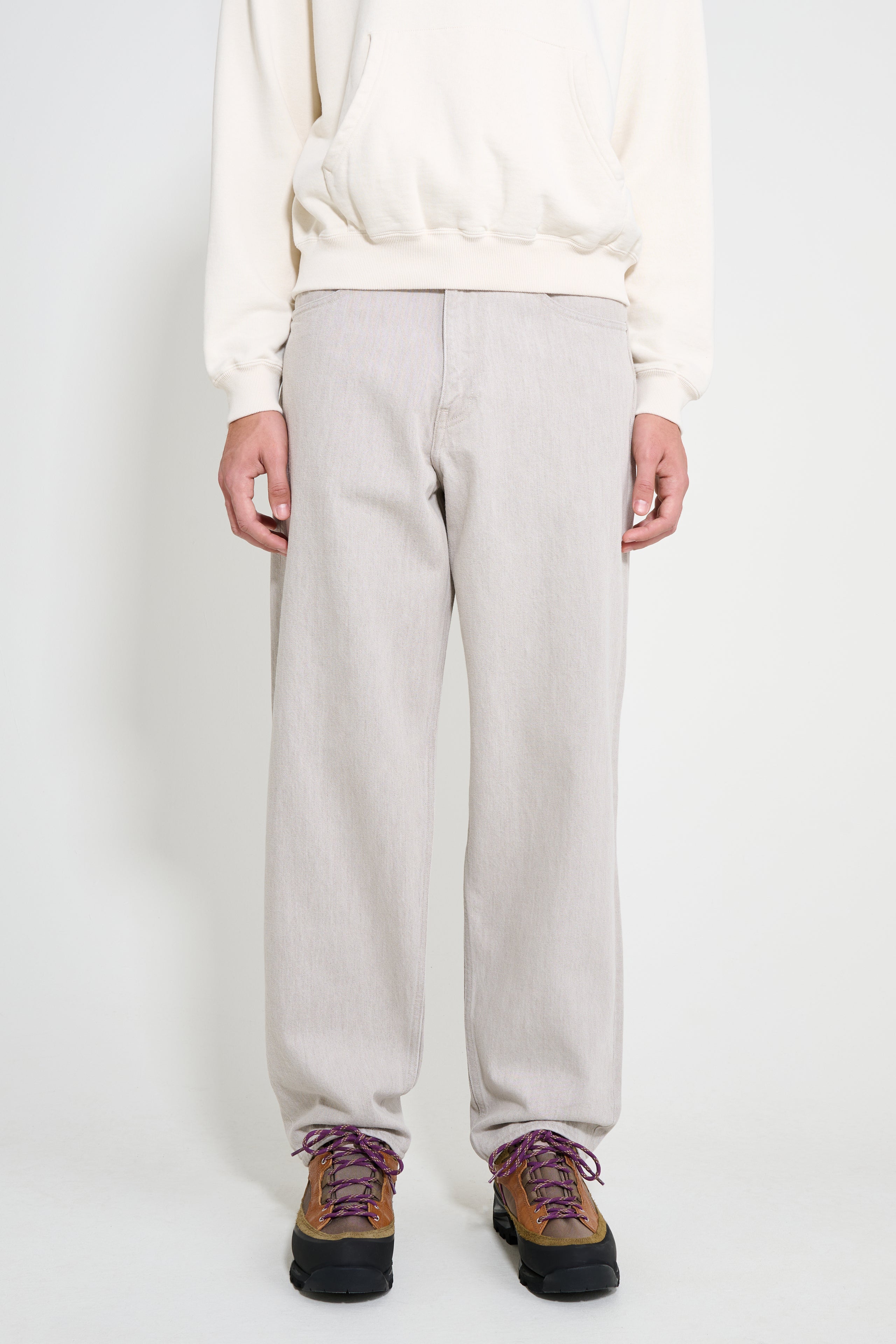 Auralee Faded Hard Twist Denim Wide Pants Brown / Light Grey