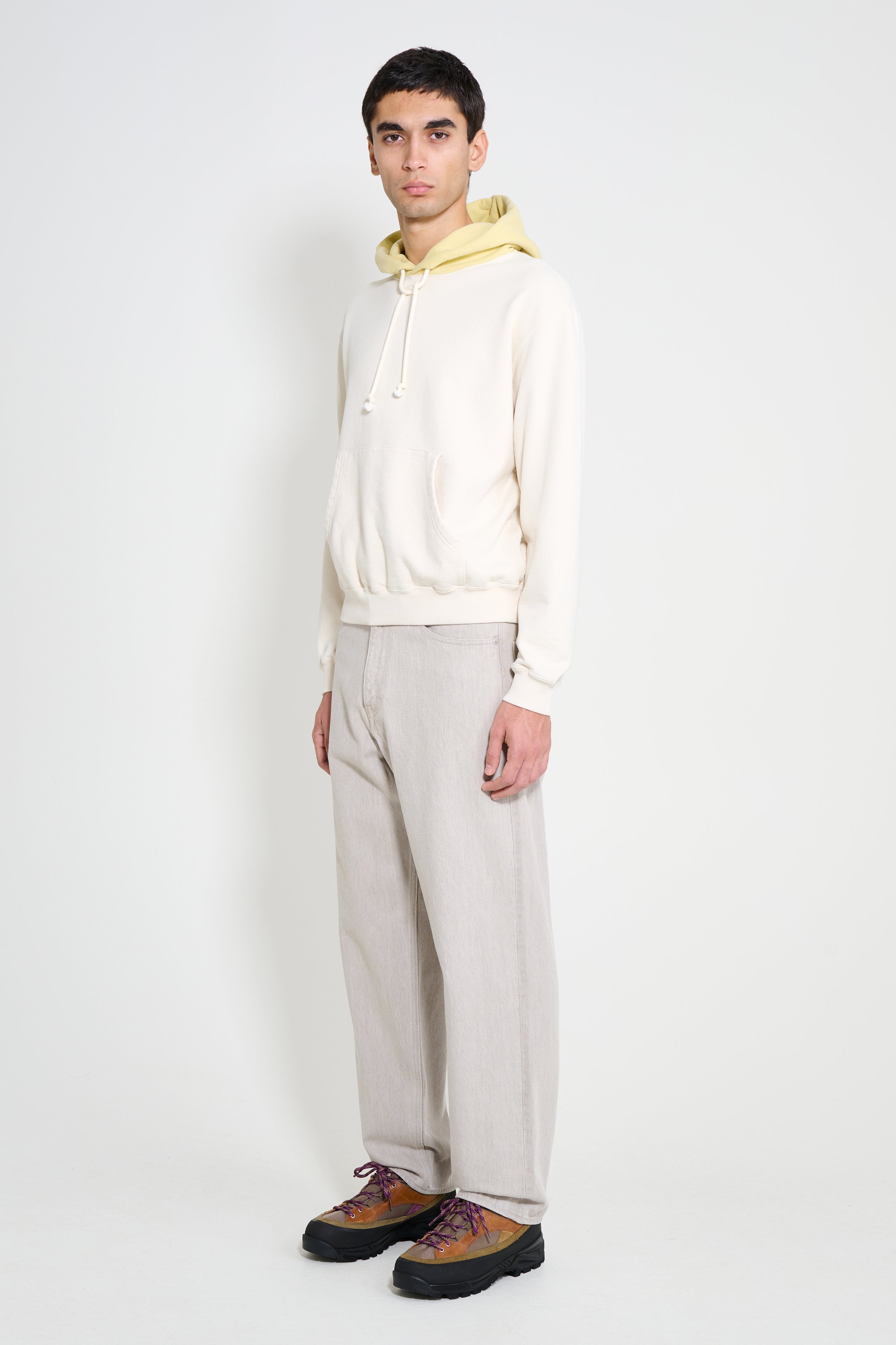 Auralee Faded Hard Twist Denim Wide Pants Brown / Light Grey