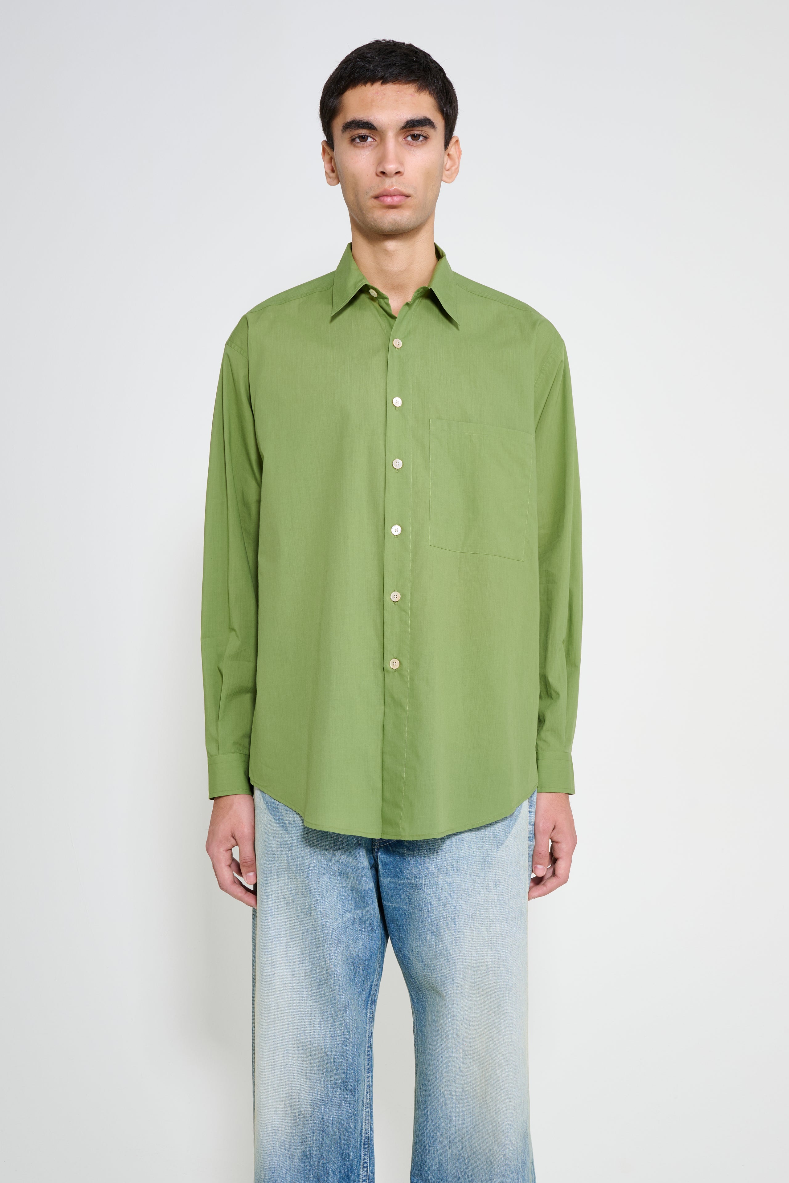 Auralee Super Fine Cotton Lawn Shirt Dusty Green