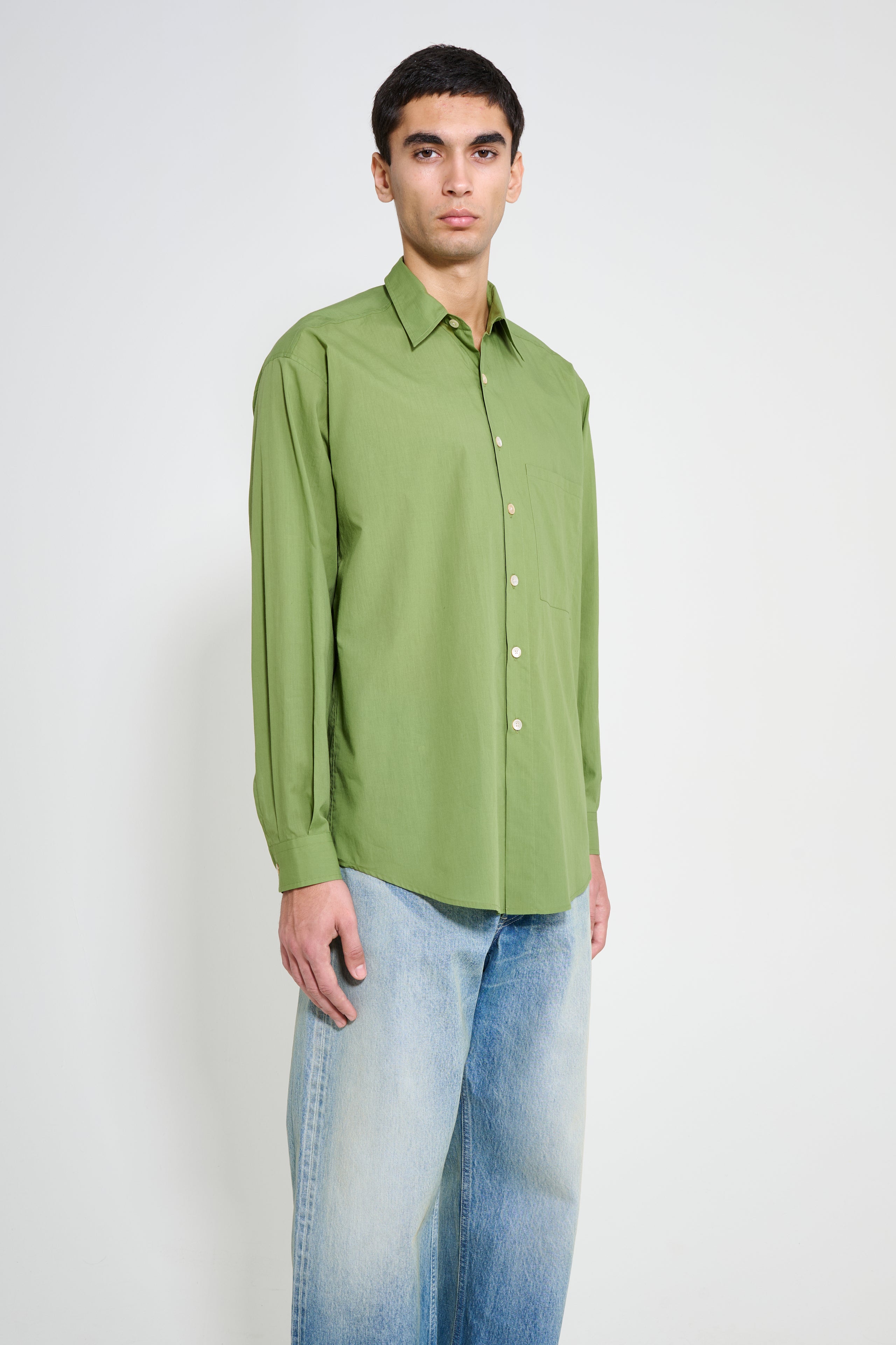 Auralee Super Fine Cotton Lawn Shirt Dusty Green