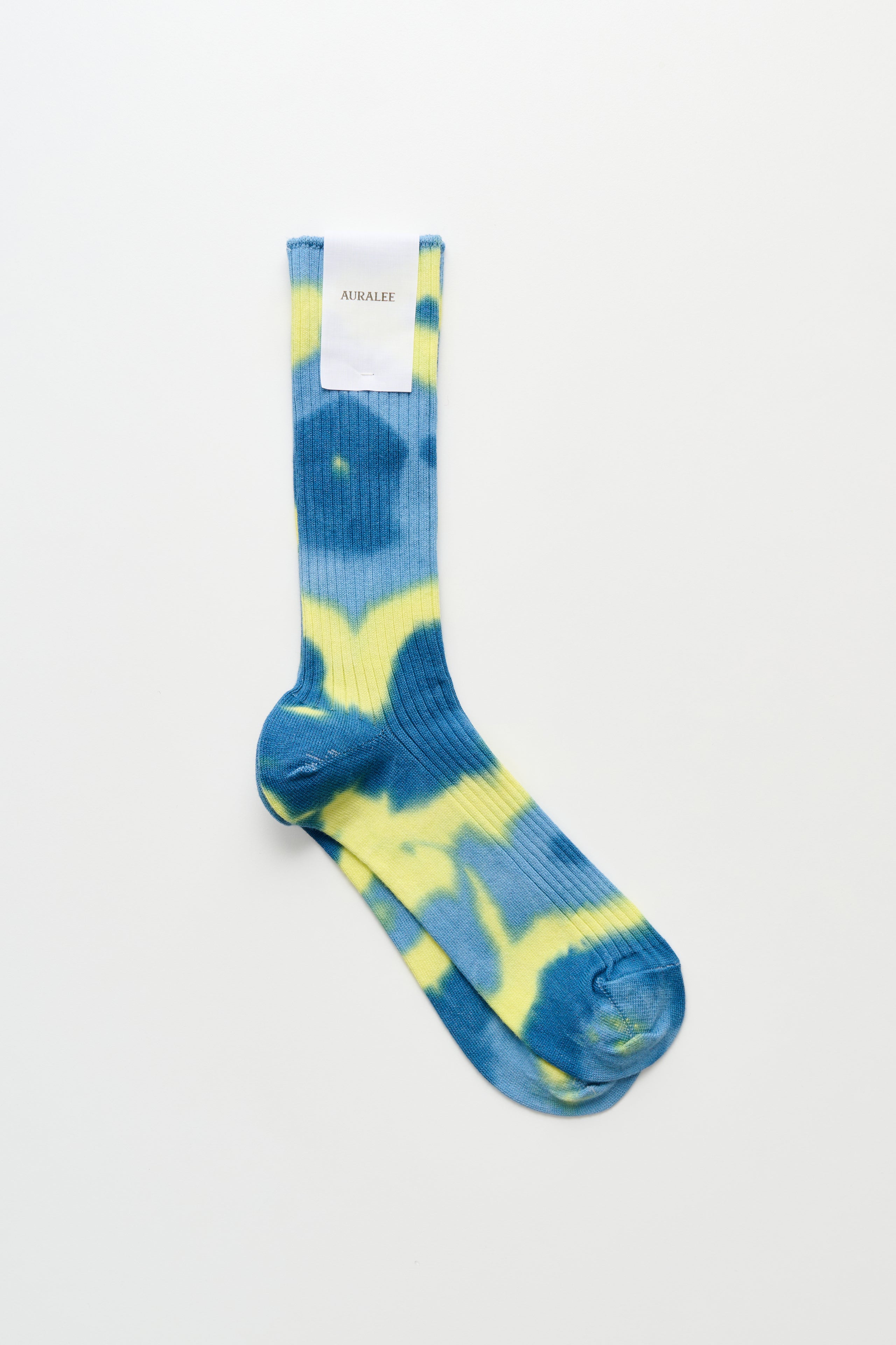 Auralee Giza High Gauge Tie-Dye Socks Yellow / Blue