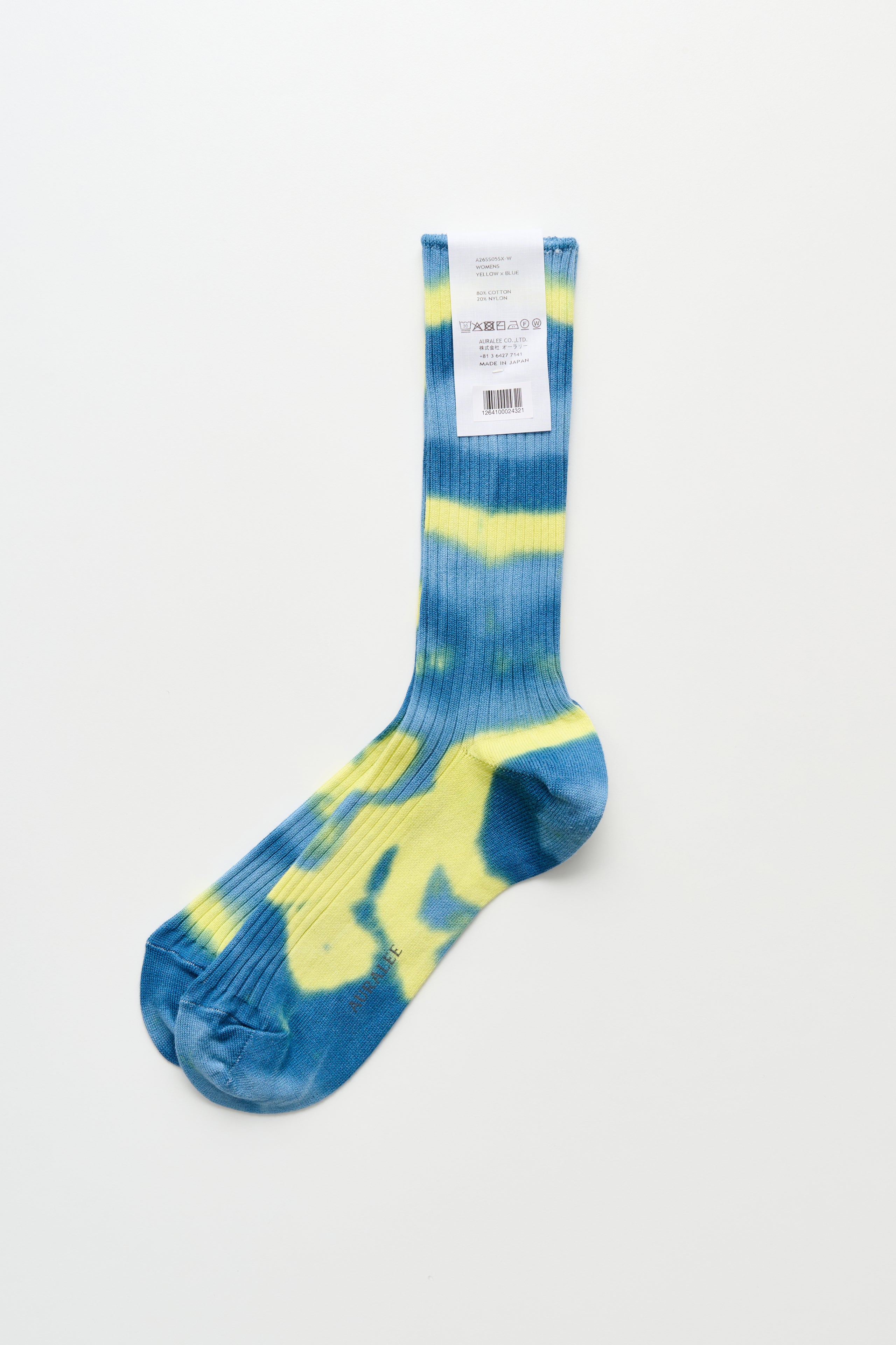 Auralee Giza High Gauge Tie-Dye Socks Yellow / Blue