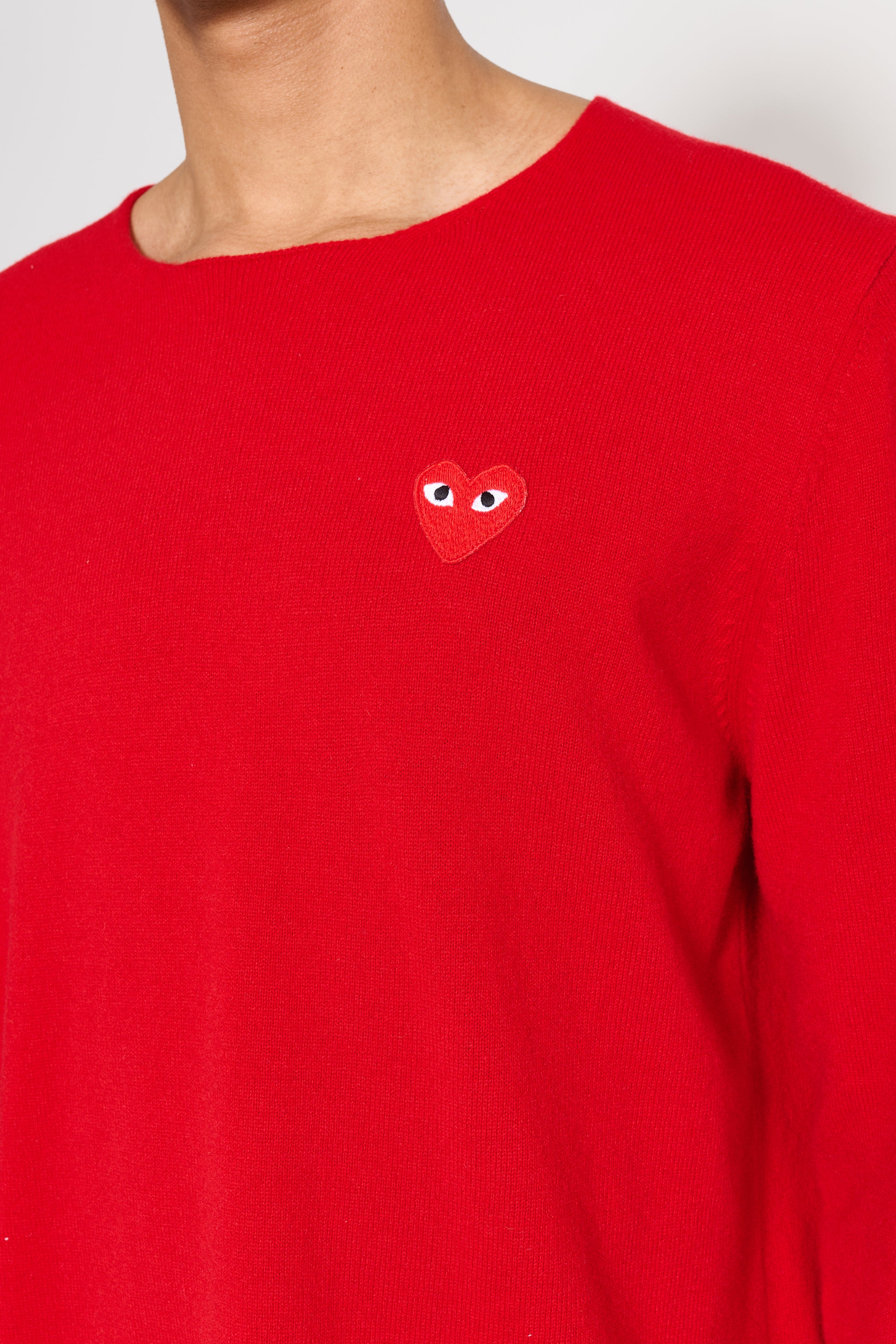 Comme des Garçons Play Small Heart Knitted Sweater Red