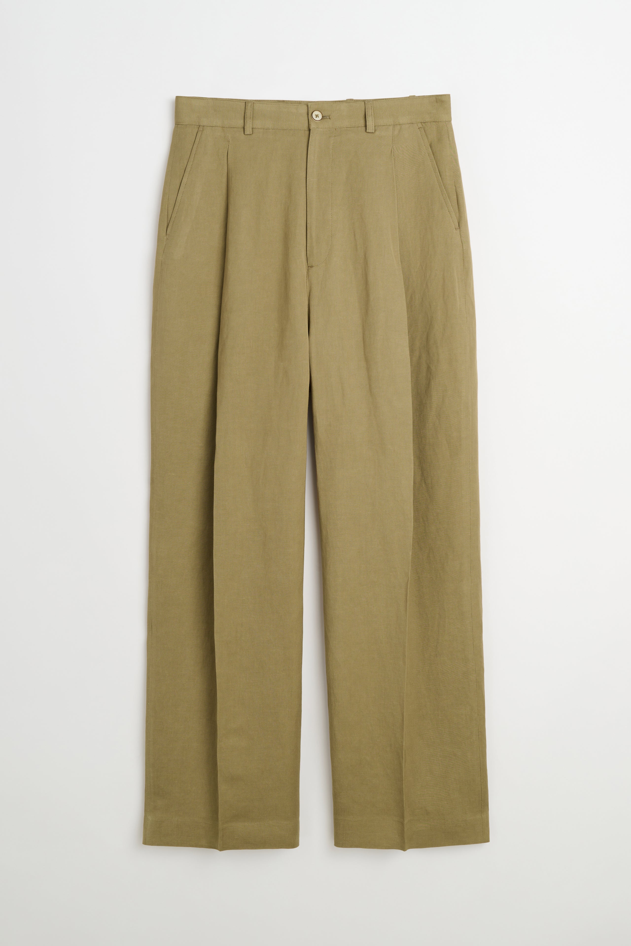 CMMN SWDN Midas Wide Pleat Trouser Khaki