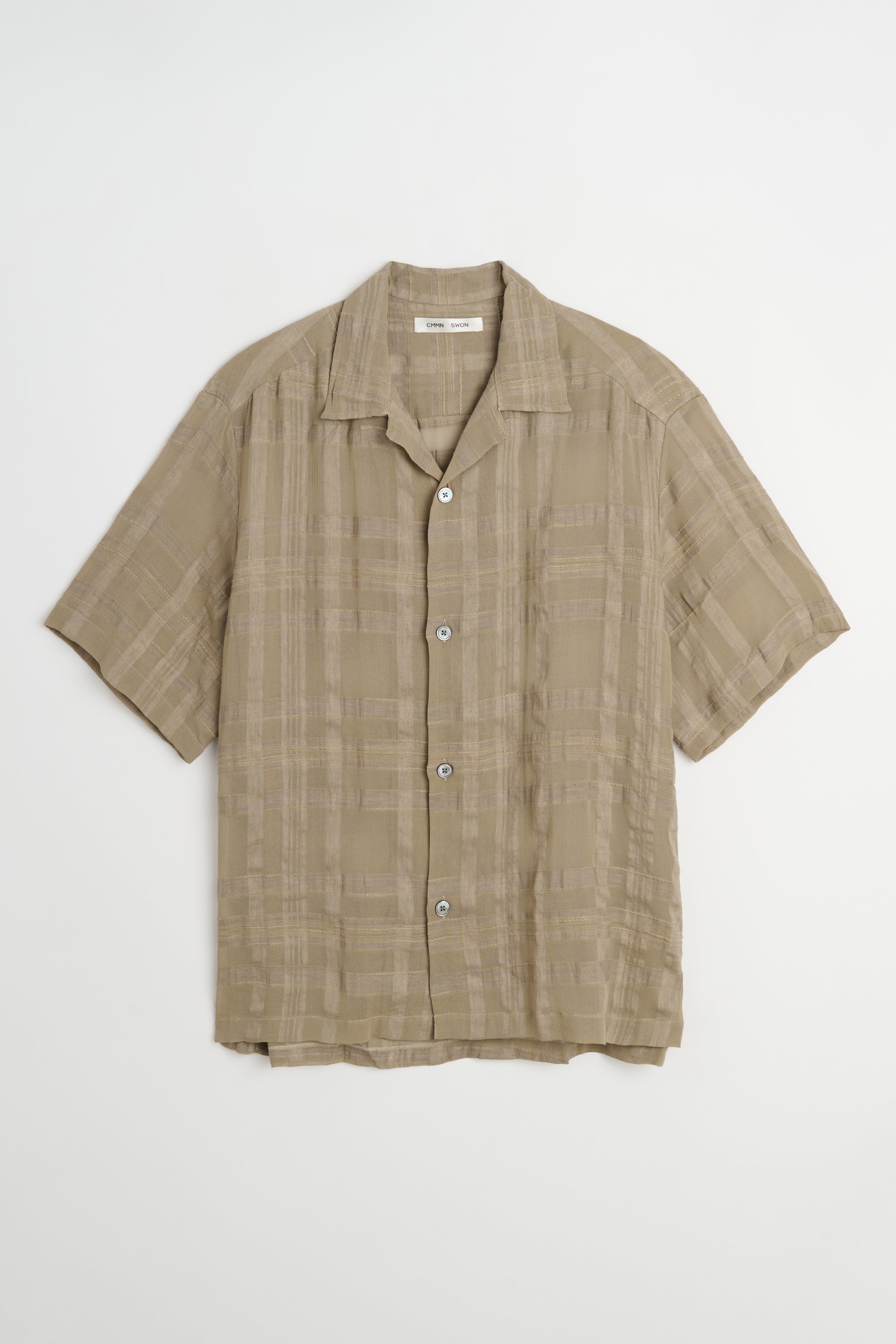 CMMN SWDN Ted Sheer Check Shirt Stone
