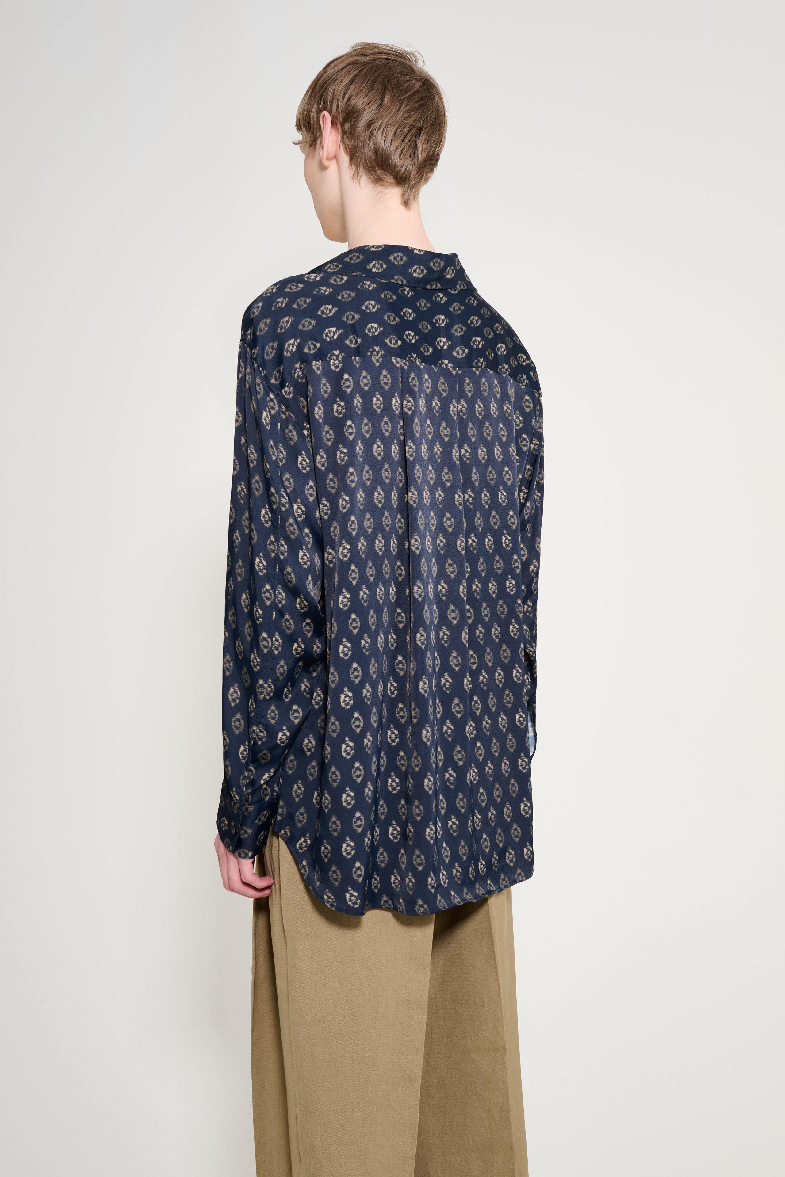 CMMN SWDN Rhodes Fluid Printed Shirt Navy