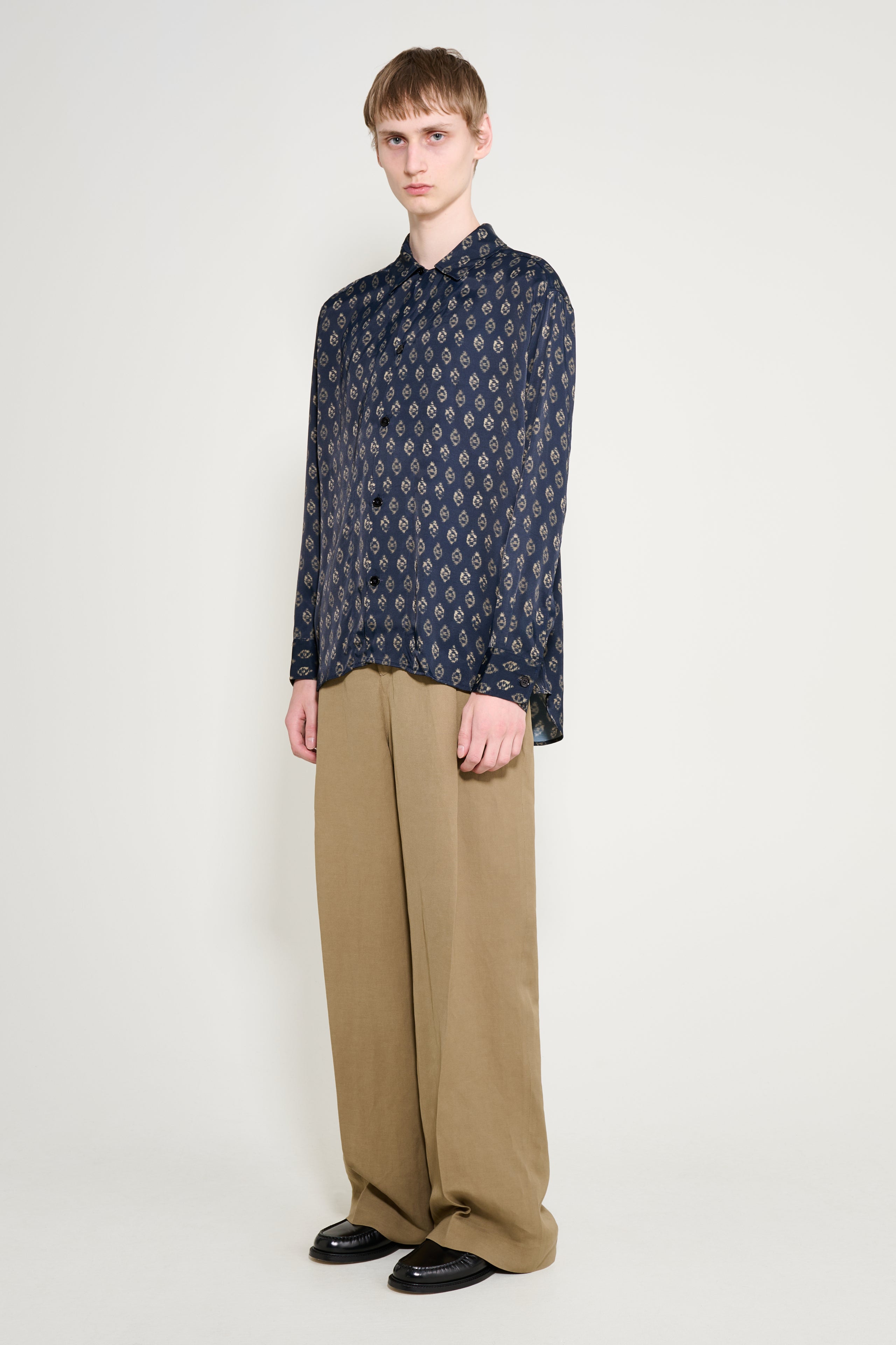 CMMN SWDN Midas Wide Pleat Trouser Khaki