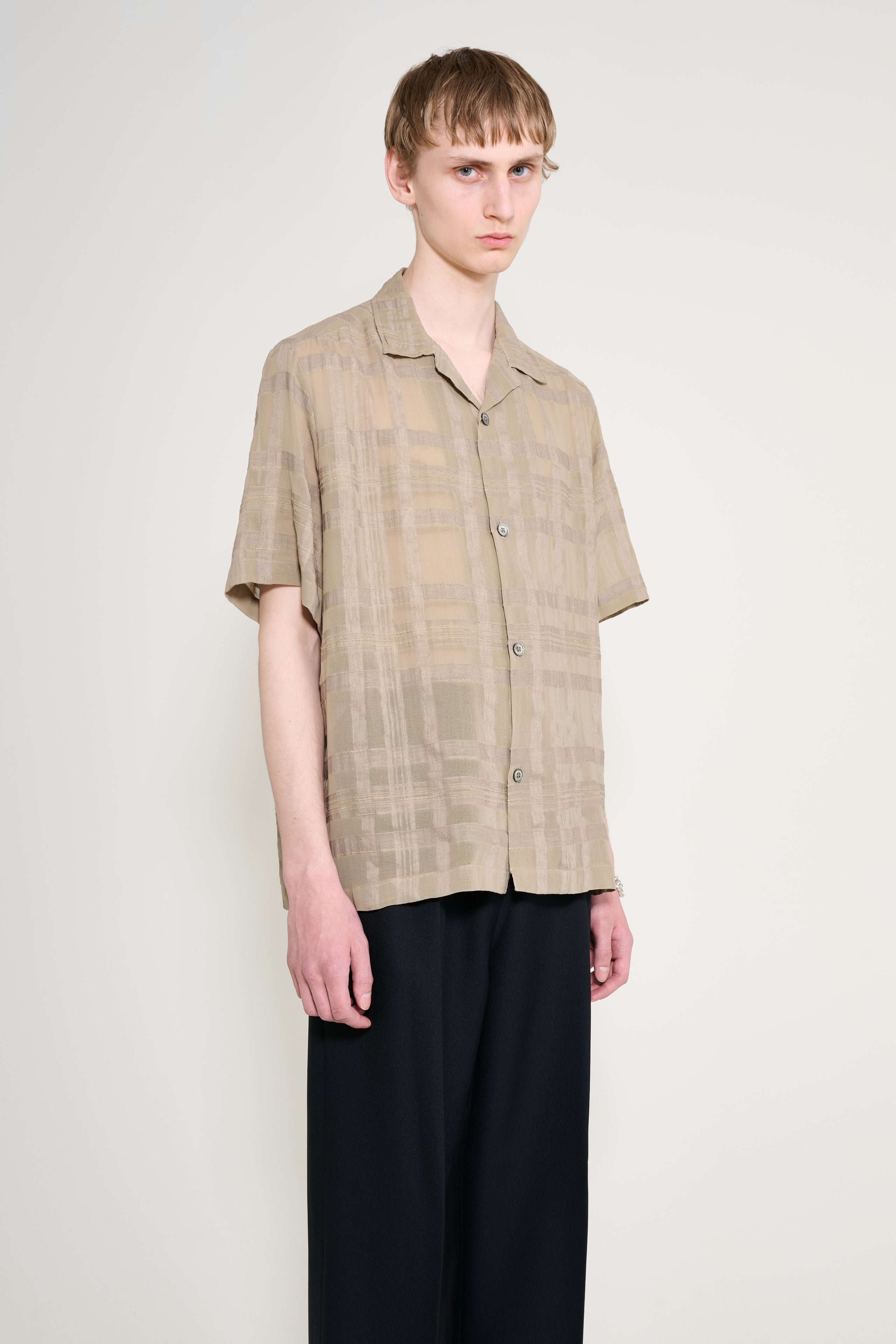 CMMN SWDN Ted Sheer Check Shirt Stone