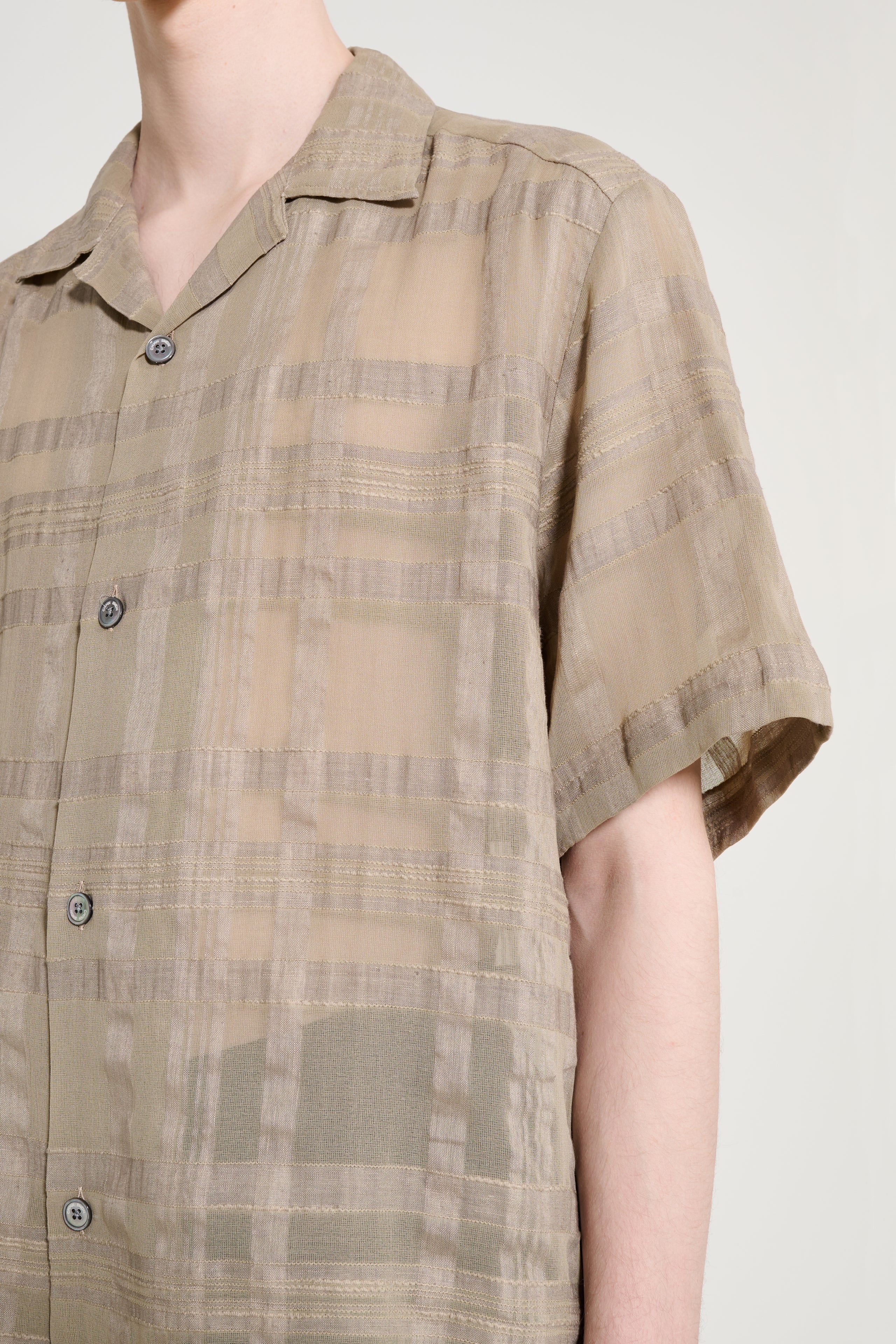 CMMN SWDN Ted Sheer Check Shirt Stone
