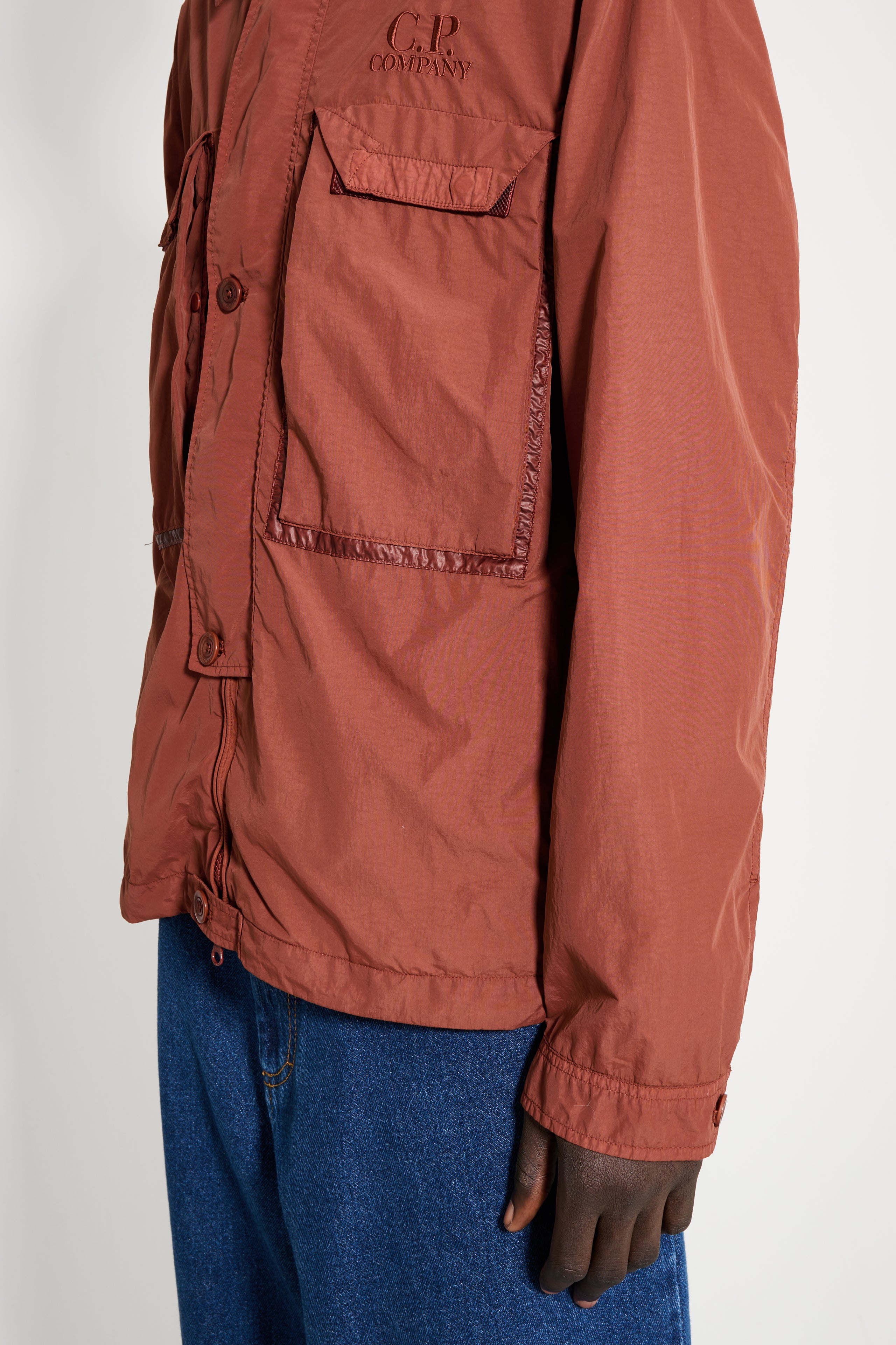 C.P. Company Flat Nylon Goggle Shirt Jacket Sable