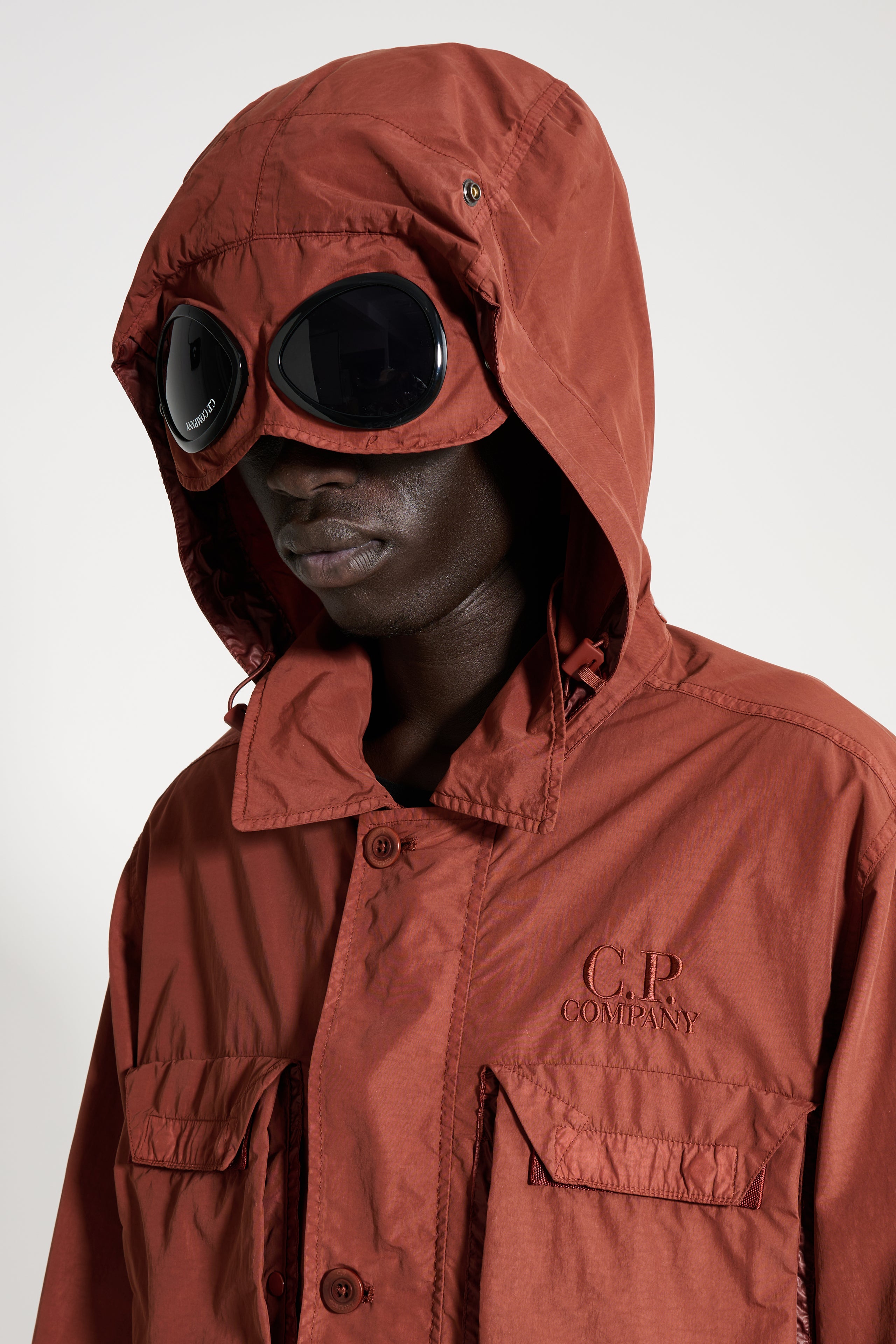 C.P. Company Flat Nylon Goggle Shirt Jacket Sable