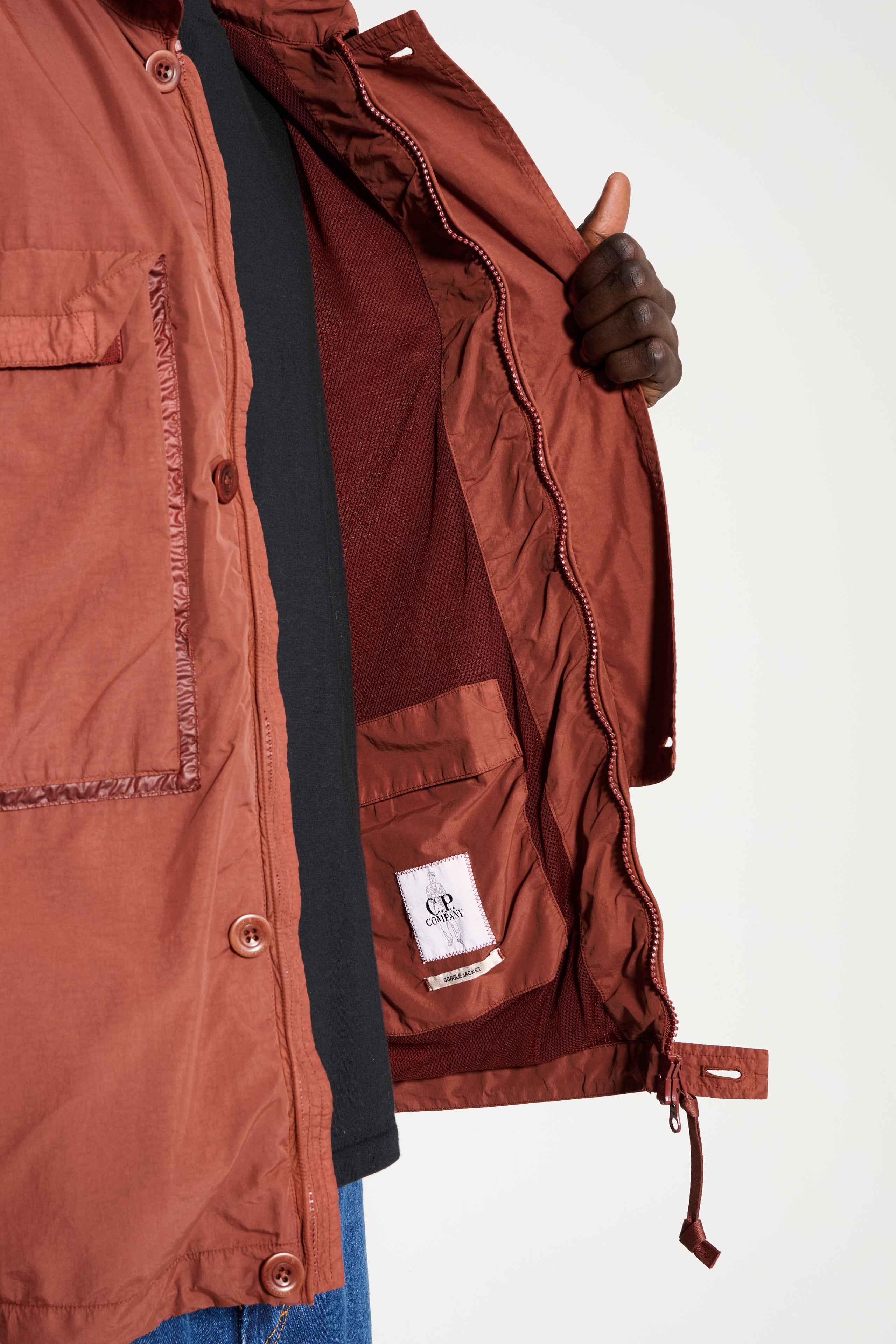 C.P. Company Flat Nylon Goggle Shirt Jacket Sable