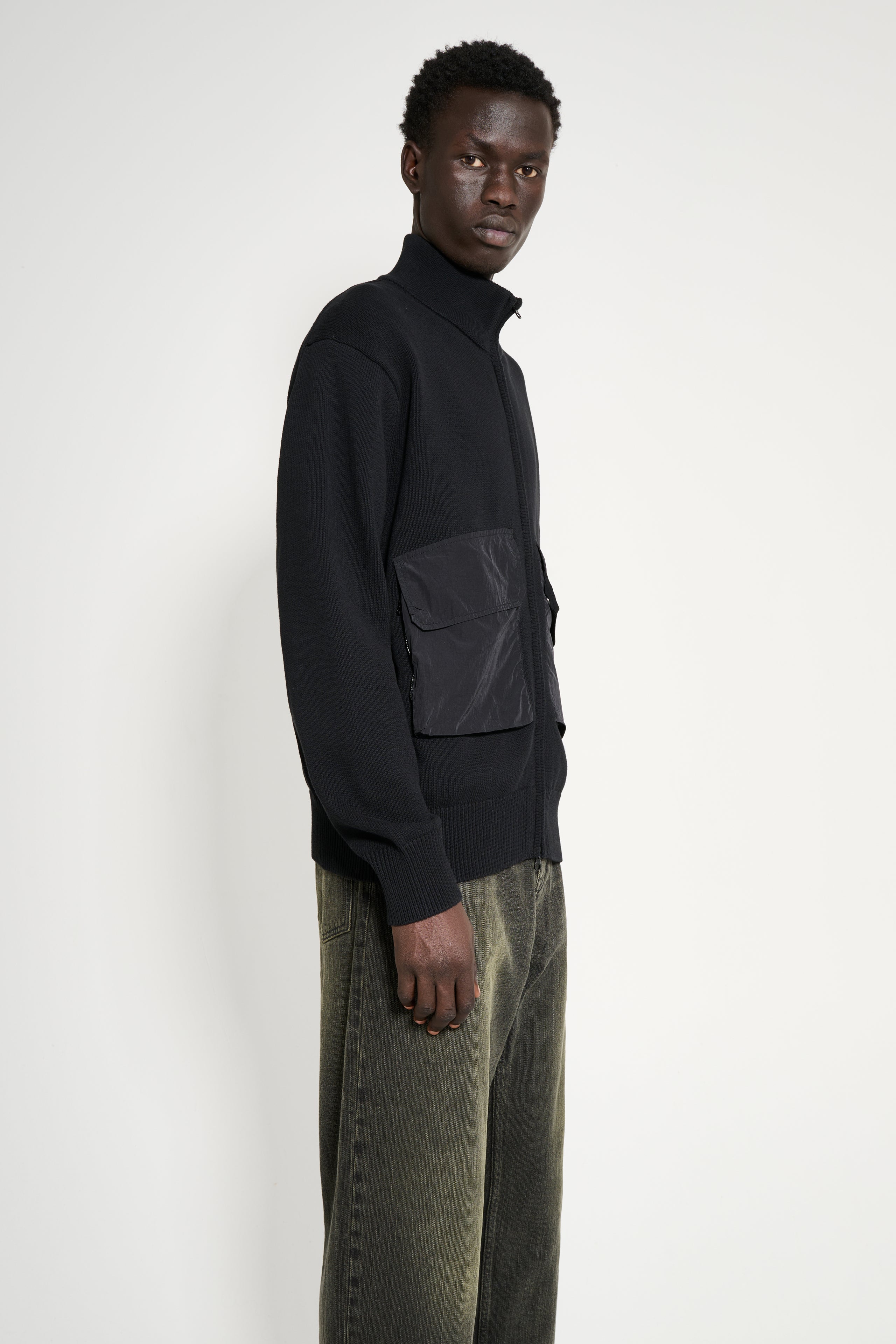 C.P. Company Lens Knit Cardigan Black