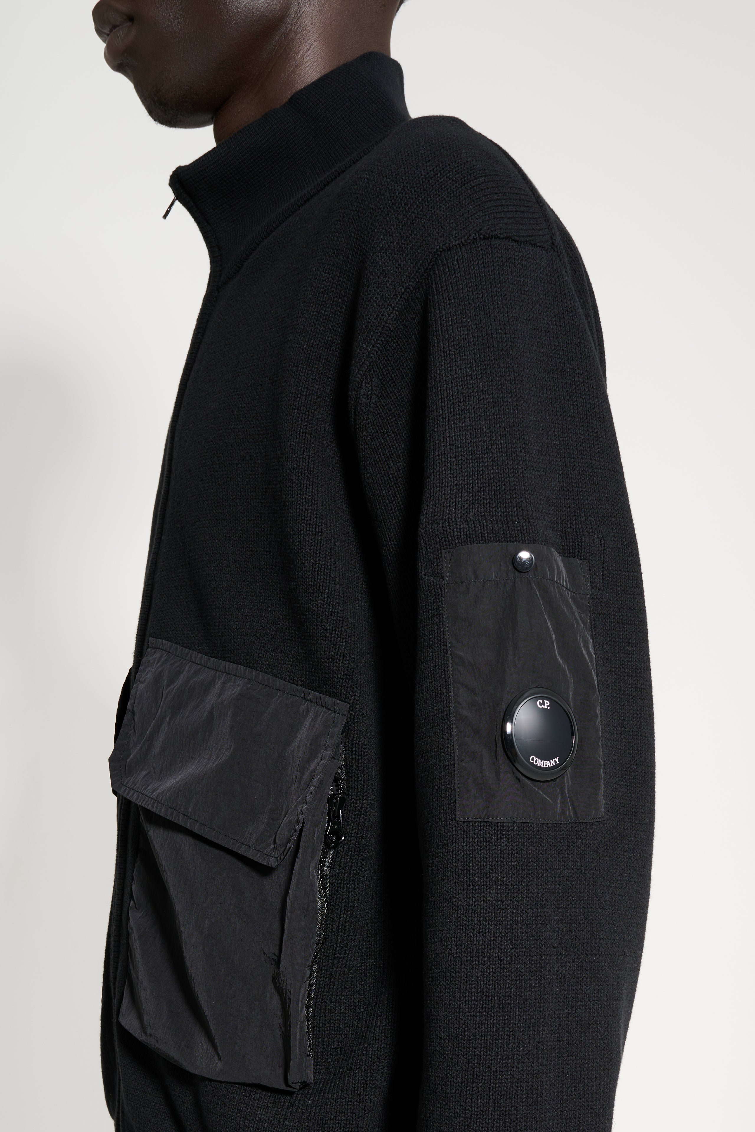 C.P. Company Lens Knit Cardigan Black