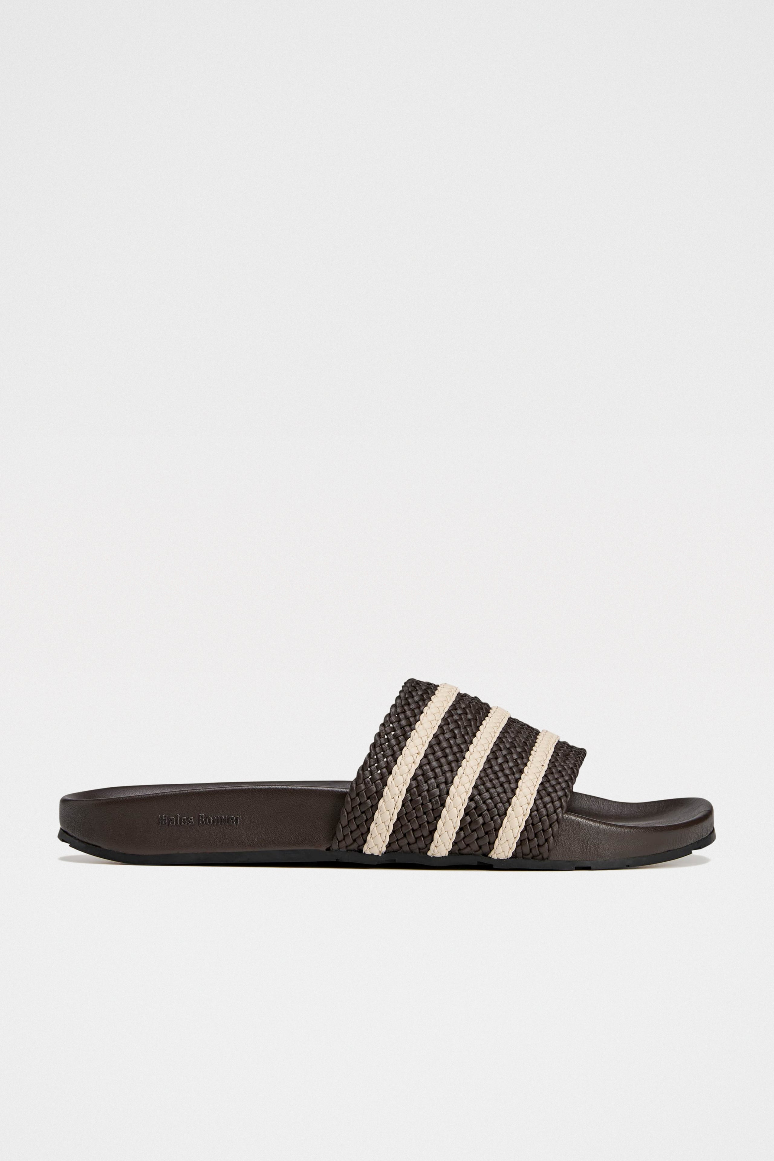 adidas by Wales Bonner Adilette Slides Dark Brown / Wonder White