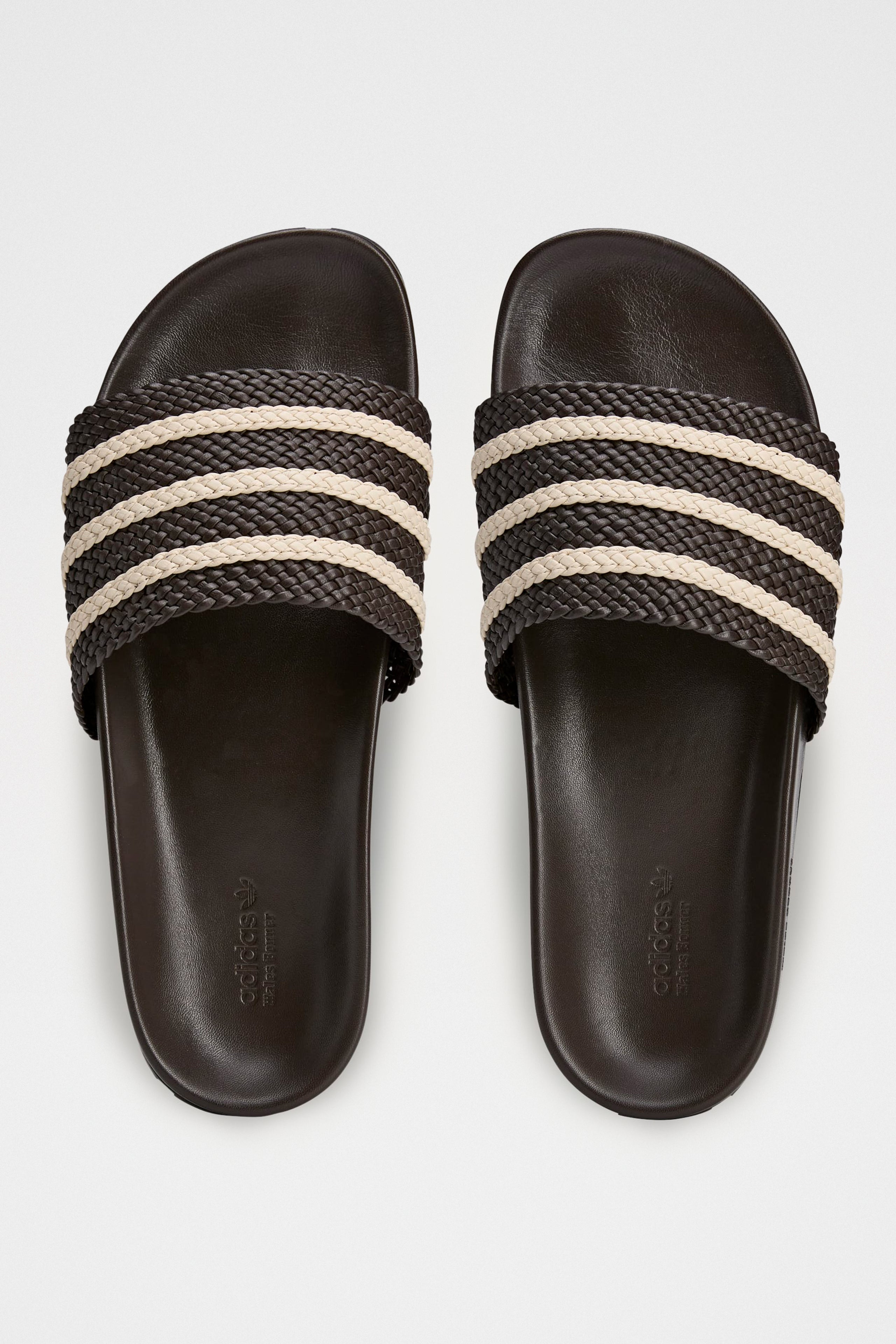 adidas by Wales Bonner Adilette Slides Dark Brown / Wonder White