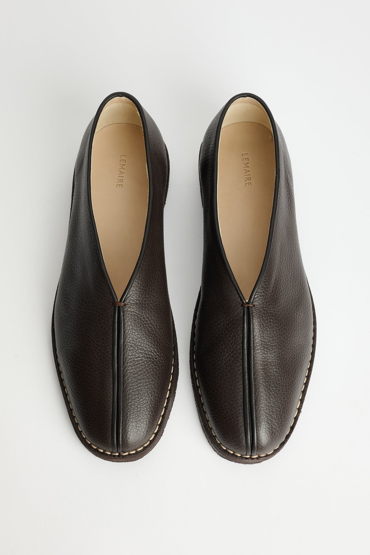 Lemaire Piped Crepe Slippers Dark Brown