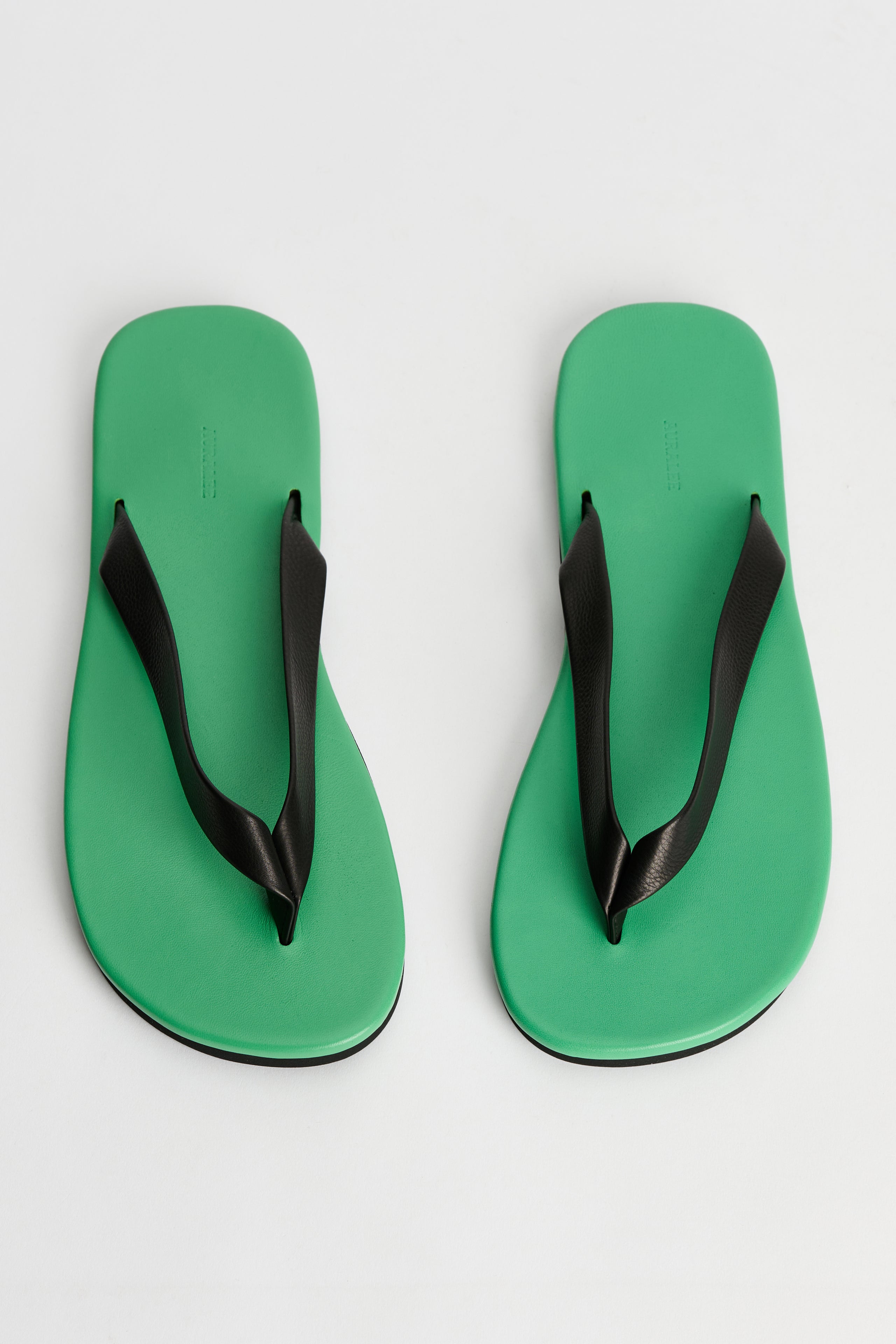 Auralee Soft Leather Flip-Flop Green / Black
