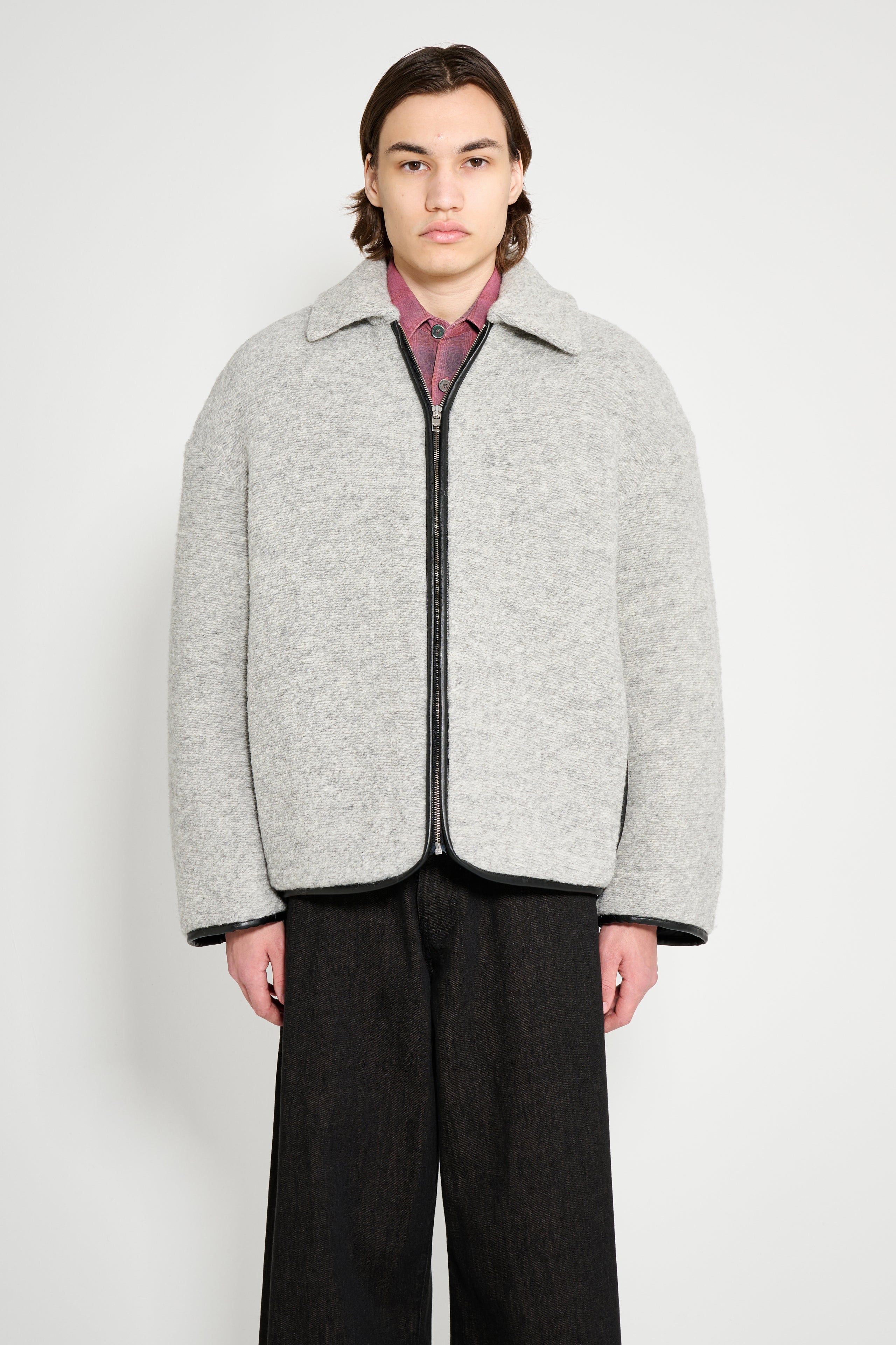 JW Anderson Contrast Trim Casual Jacket Grey Melange