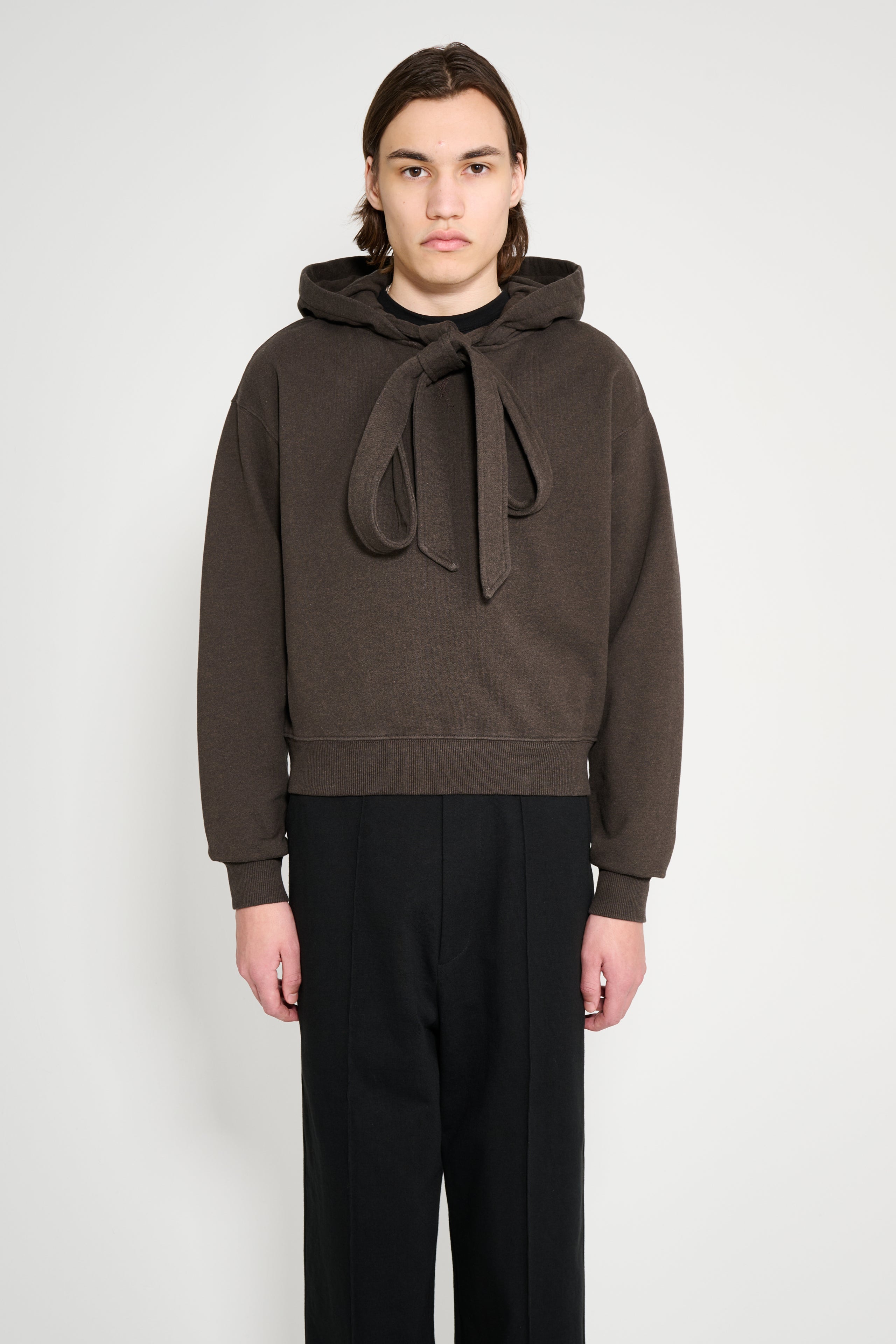 JW Anderson Tied Bow Hoodie Dark Brown Melange
