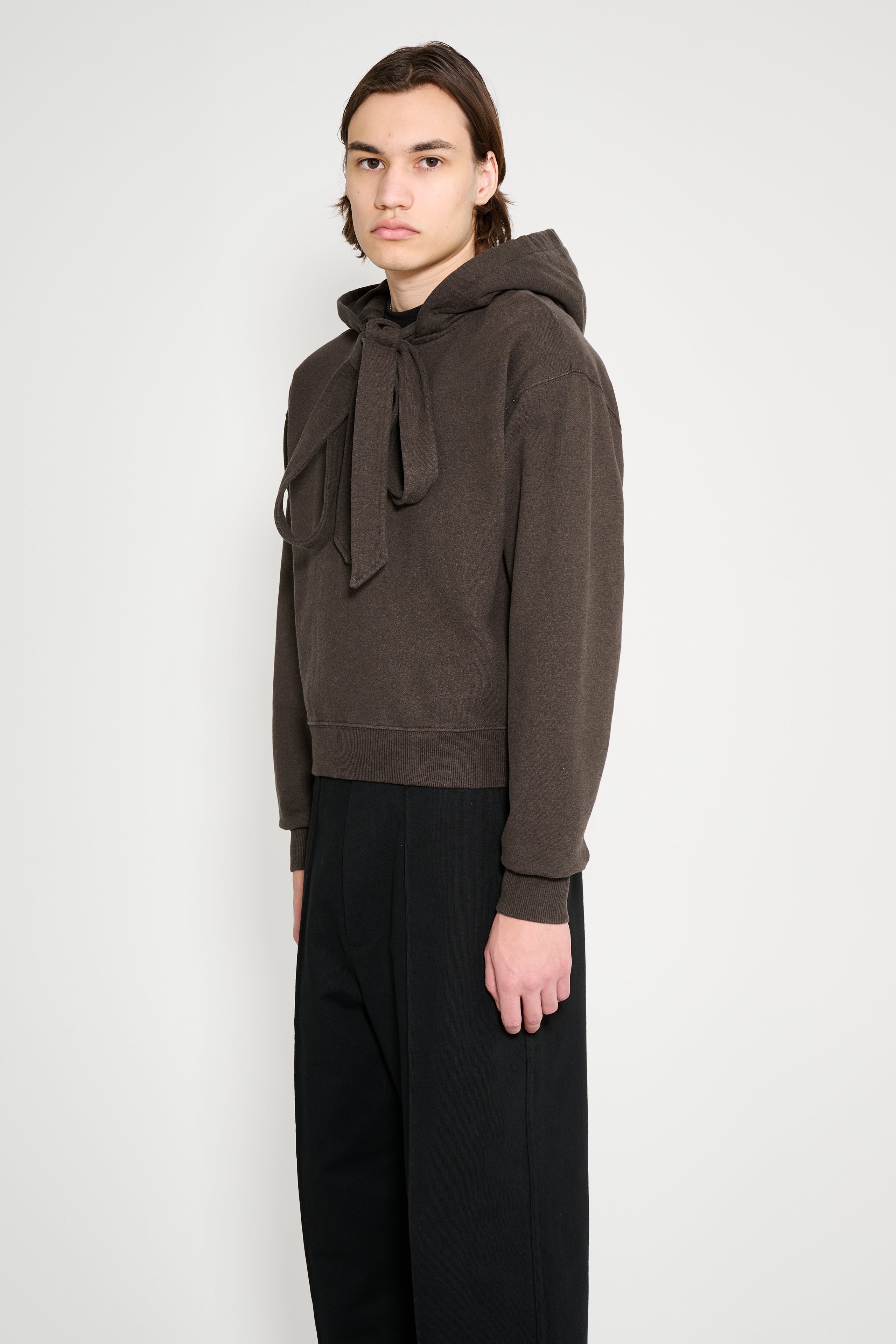JW Anderson Tied Bow Hoodie Dark Brown Melange