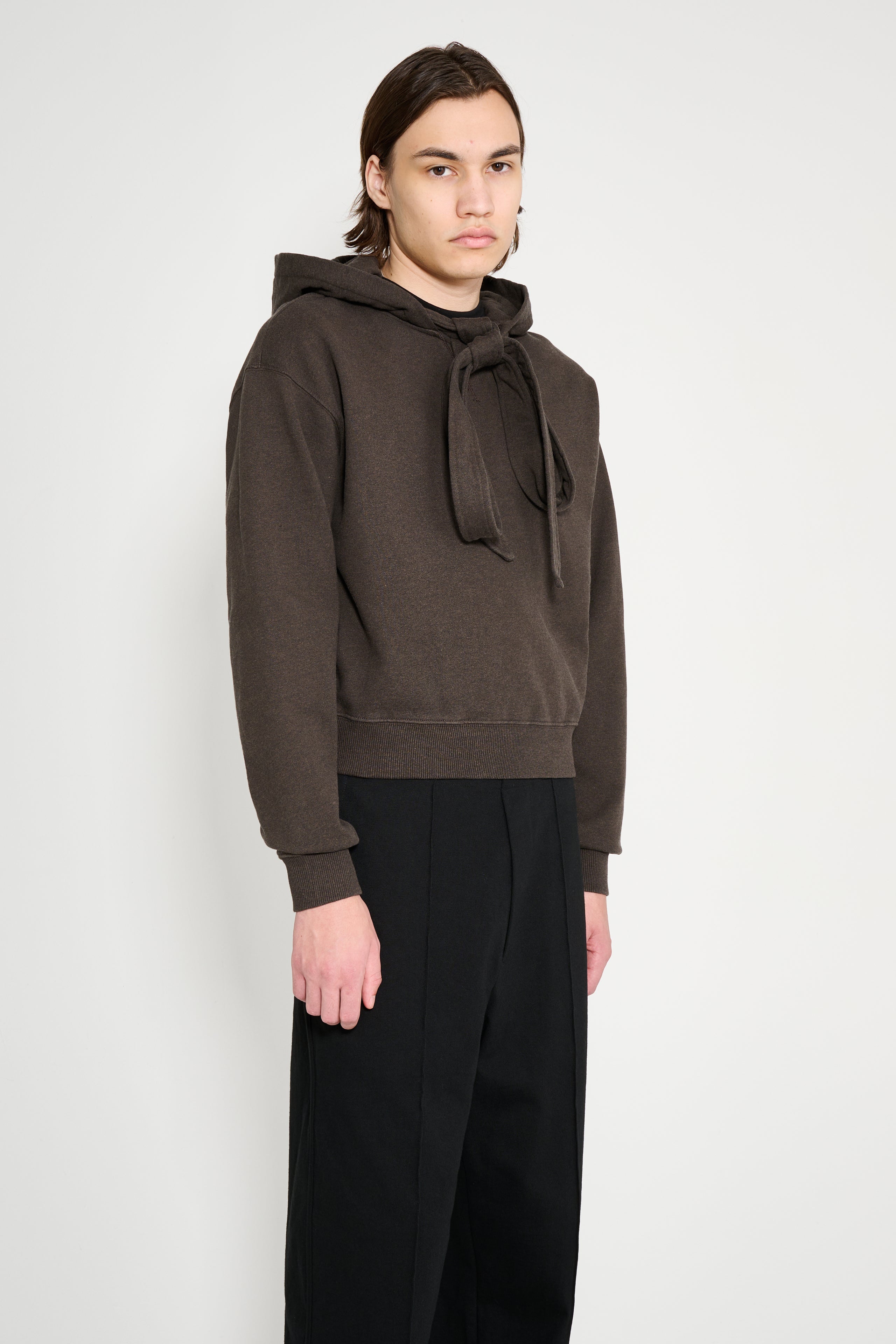 JW Anderson Tied Bow Hoodie Dark Brown Melange