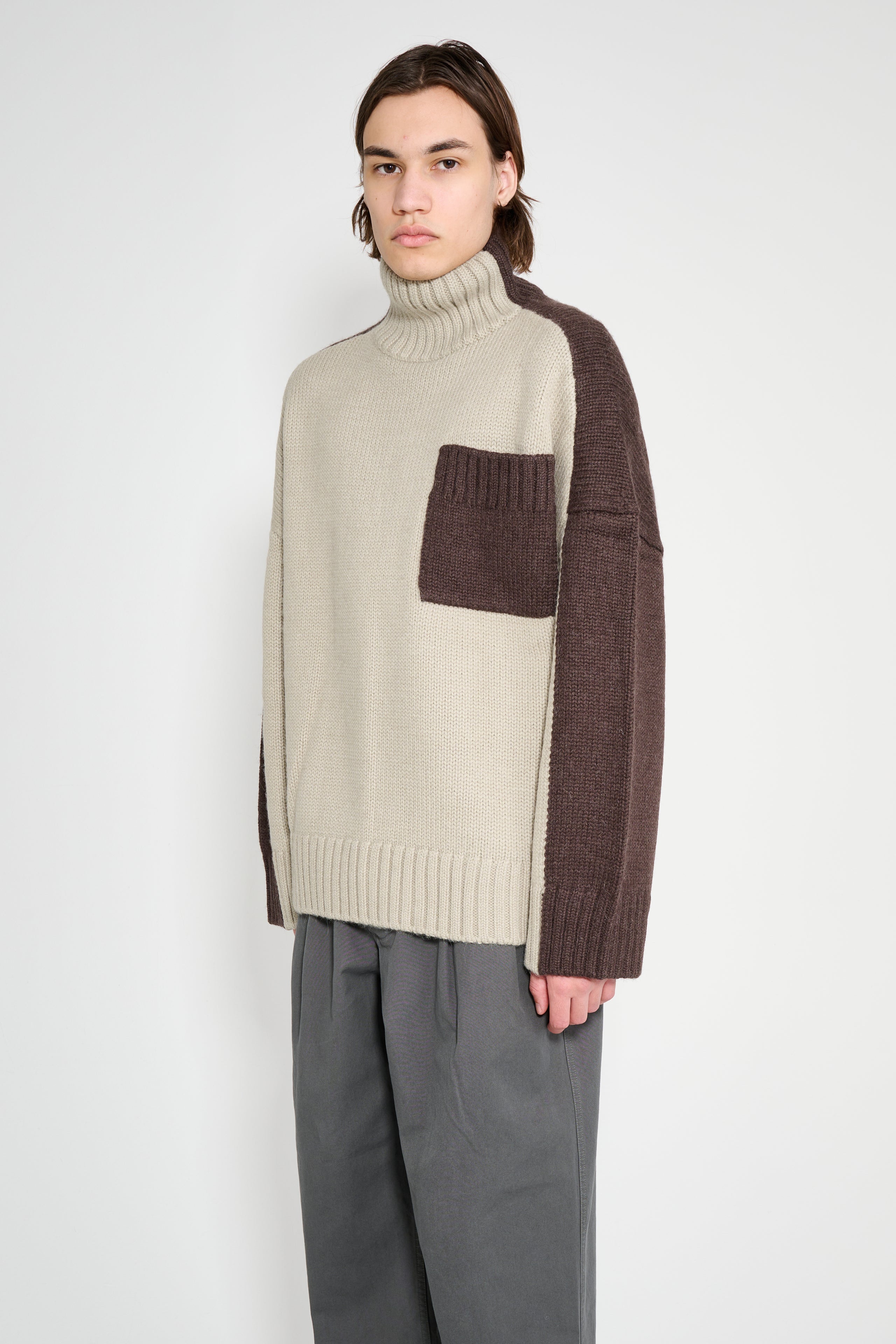 JW Anderson Two Tone Patch Pocket Jumper Nougat / Chocolate