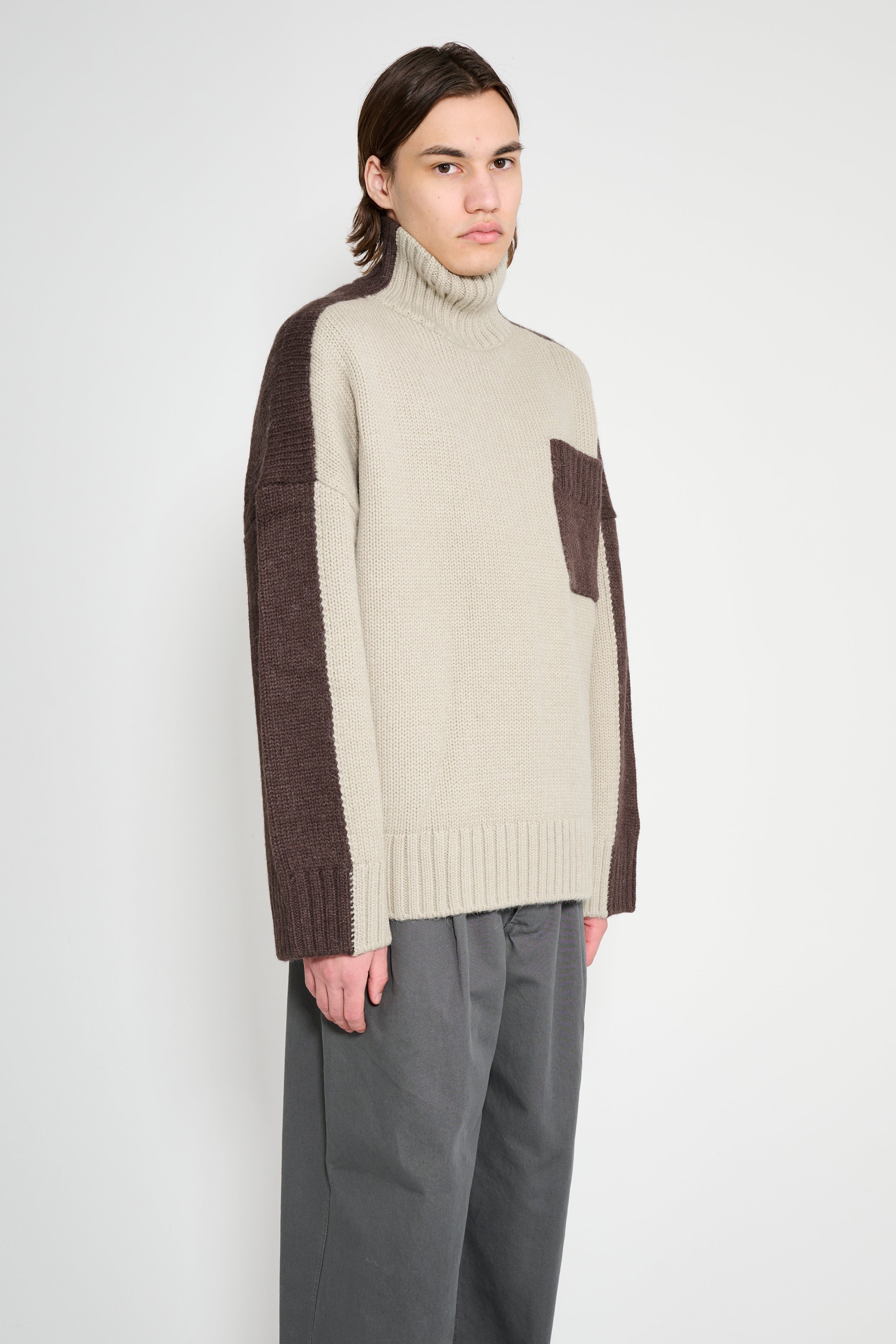 JW Anderson Two Tone Patch Pocket Jumper Nougat / Chocolate