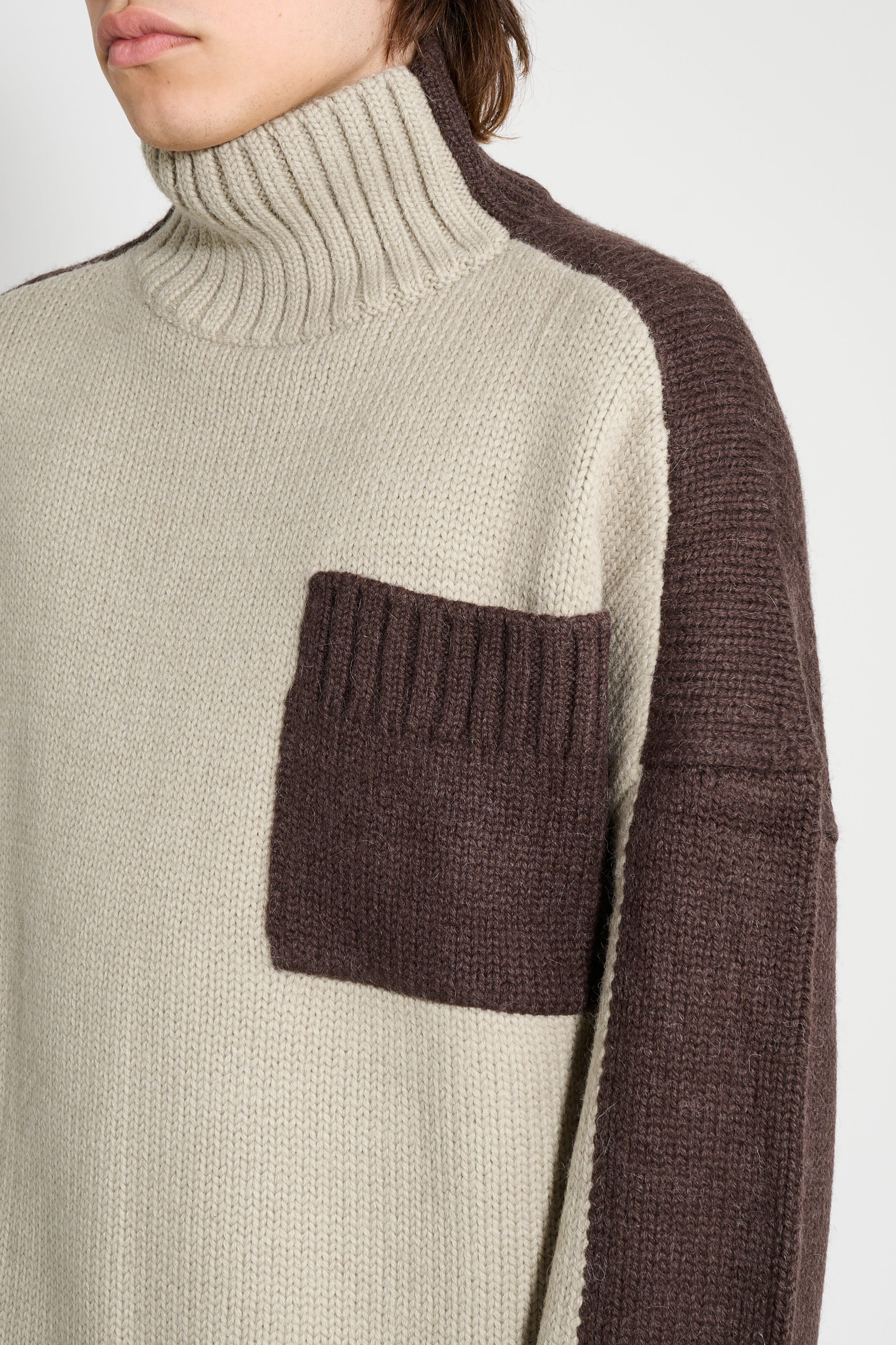 JW Anderson Two Tone Patch Pocket Jumper Nougat / Chocolate