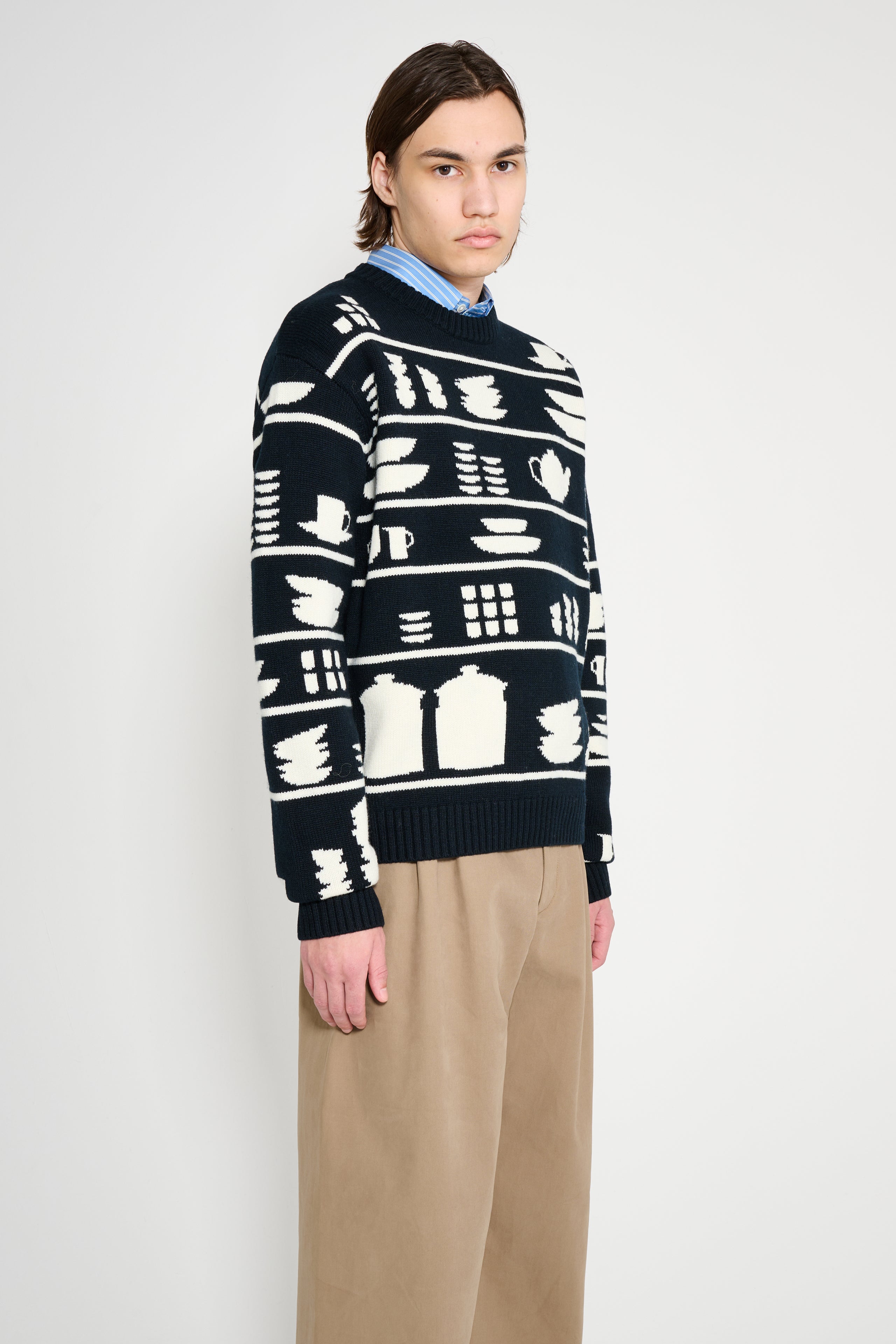 JW Anderson Crockery Jacquard Jumper Black / White