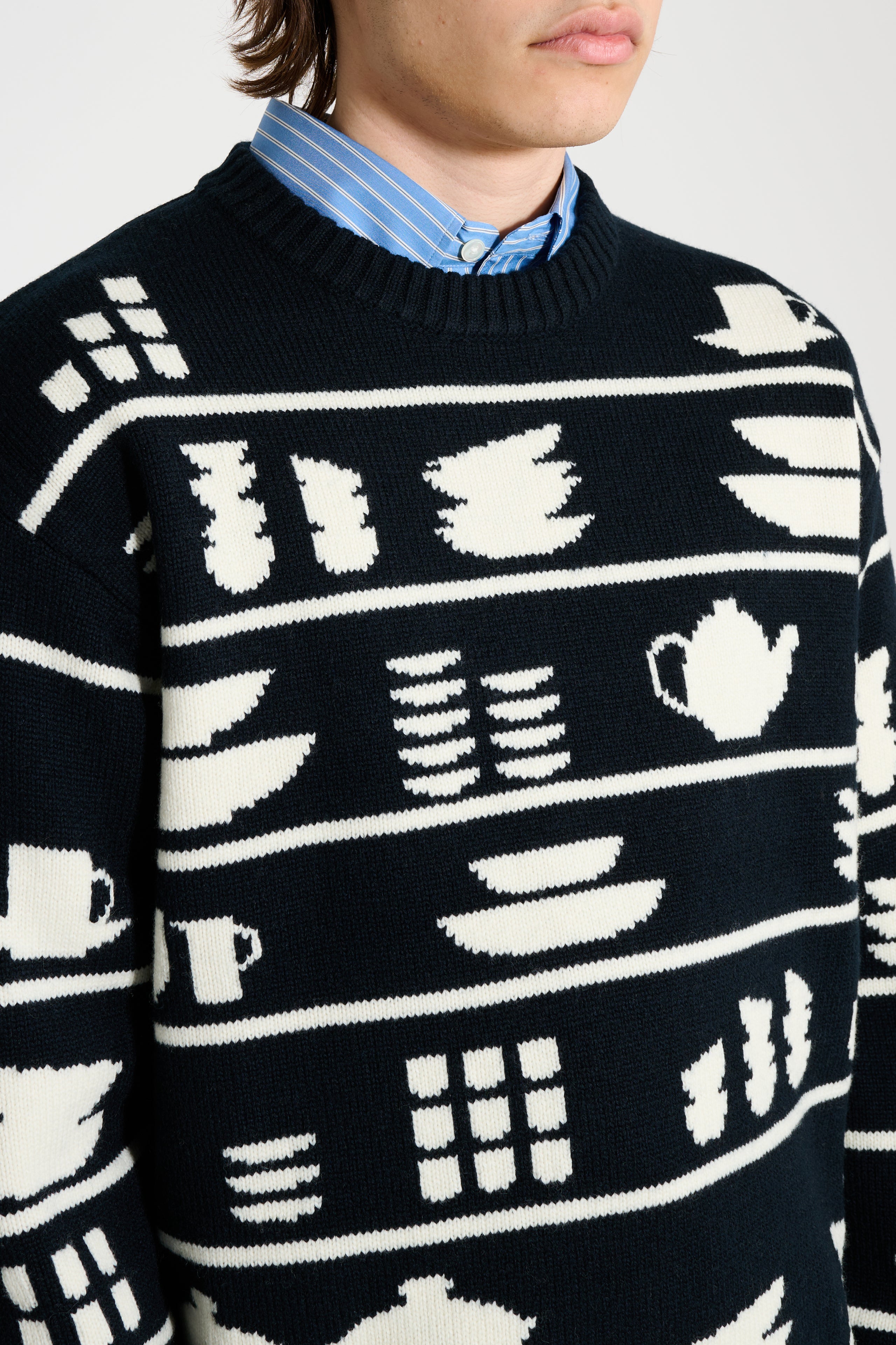 JW Anderson Crockery Jacquard Jumper Black / White