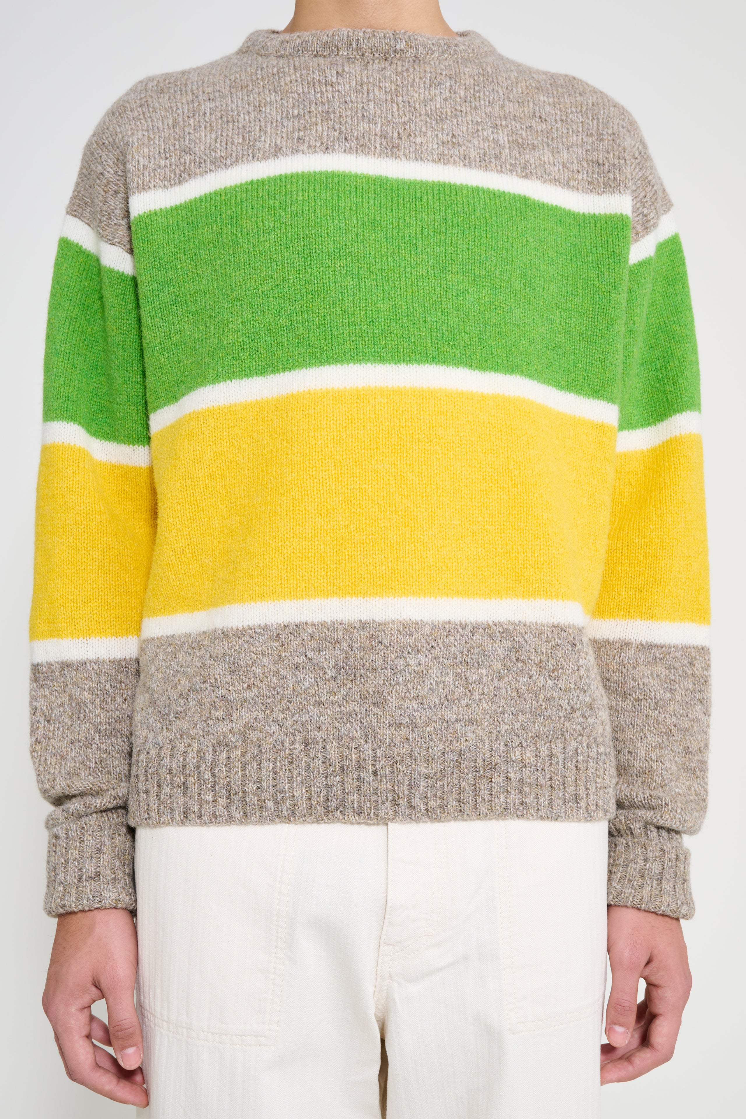 JW Anderson Stripe Crew Neck Jumper Beige Melange