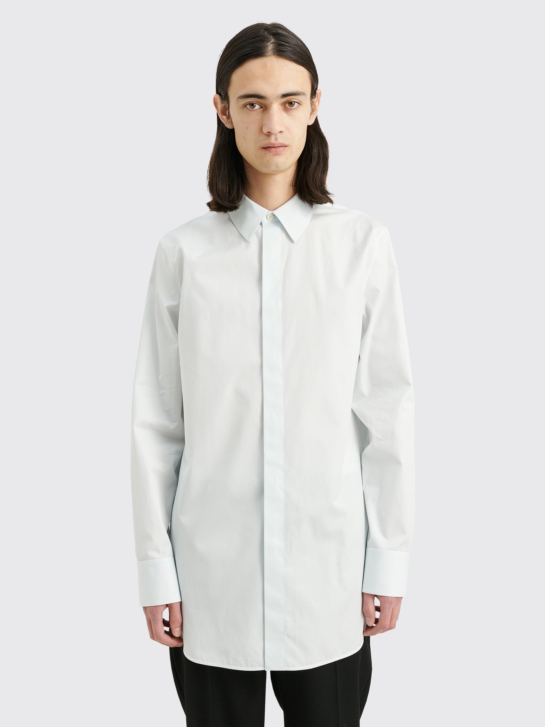 Jil Sander Organic Cotton Poplin Shirt Light Pastel Blue