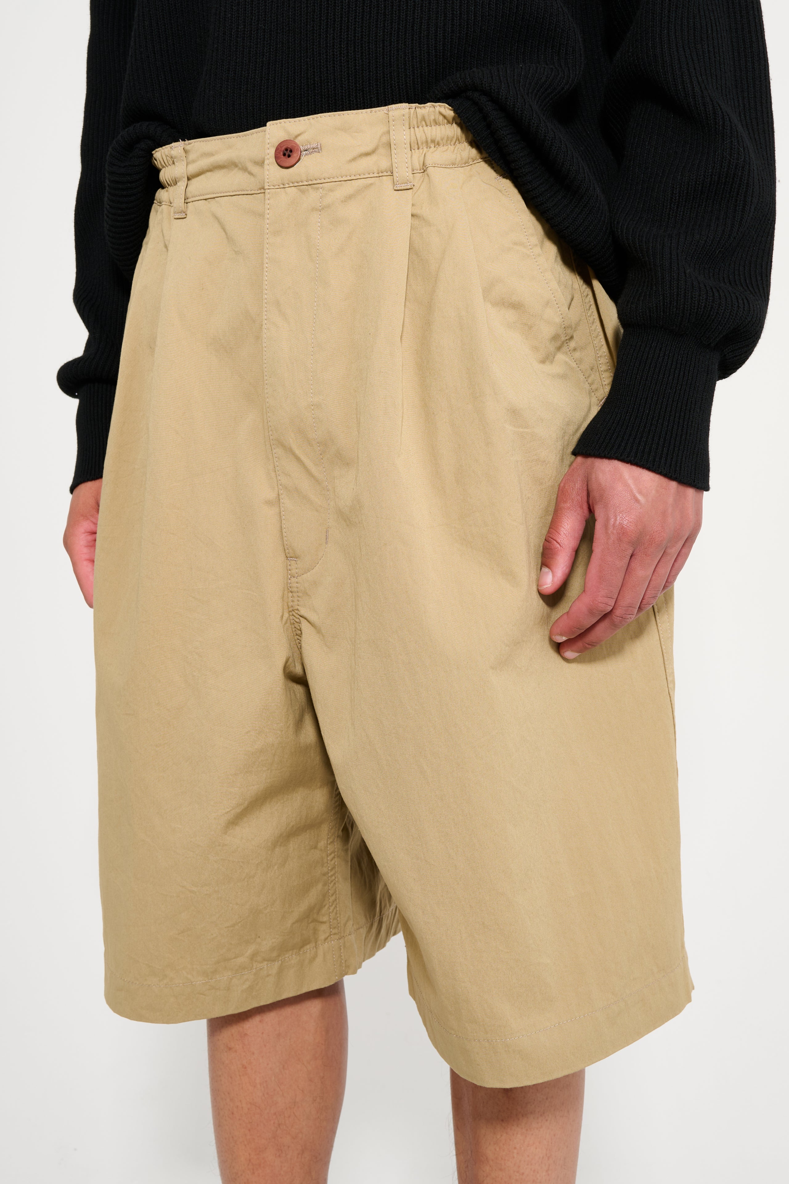 Junya Watanabe MAN Pleated Wide Leg Shorts Beige