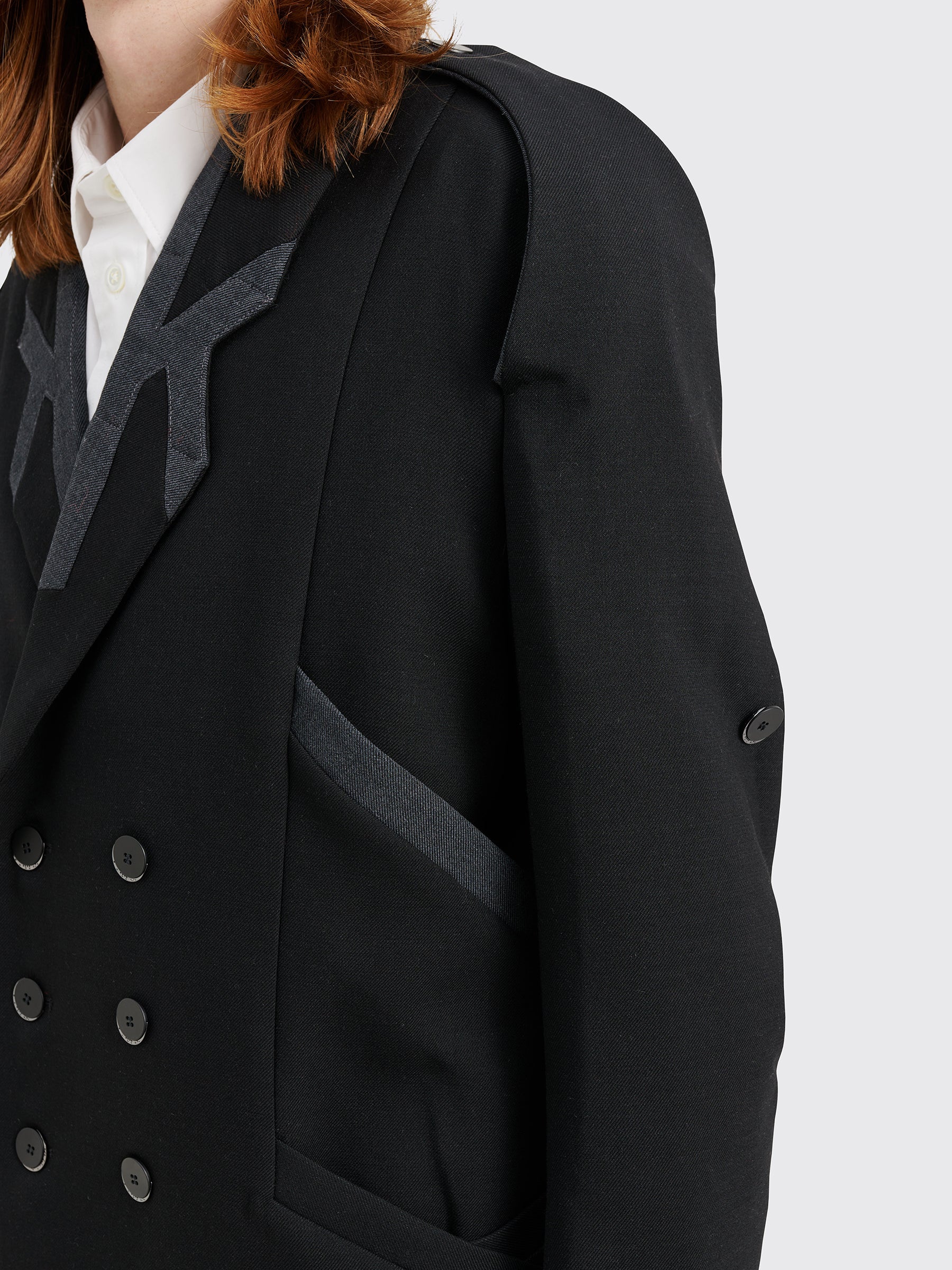 Kiko Kostadinov Critias Double Face Coat Wool Shadow Black / Shadow Grey