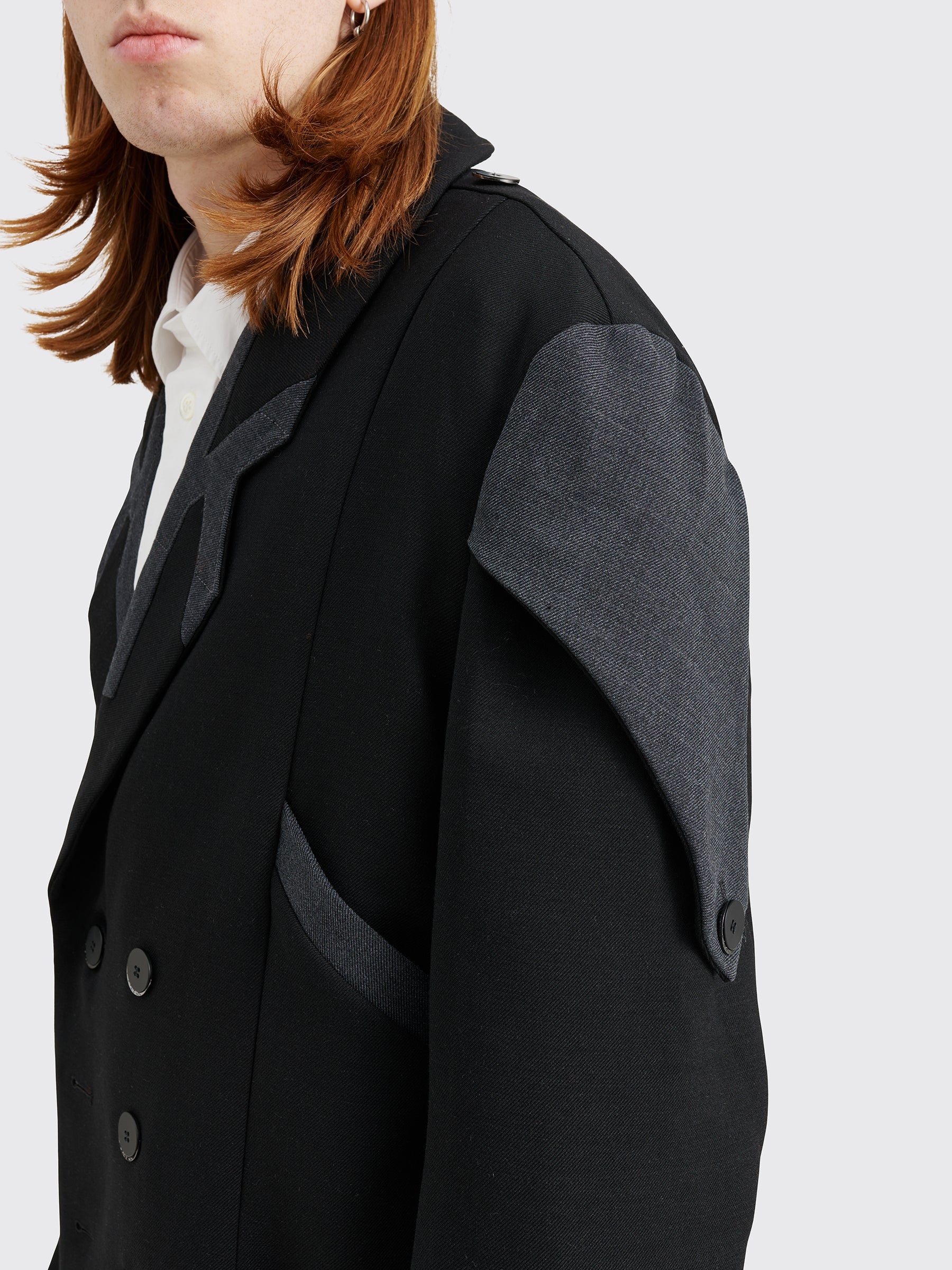 Kiko Kostadinov Critias Double Face Coat Wool Shadow Black / Shadow Grey