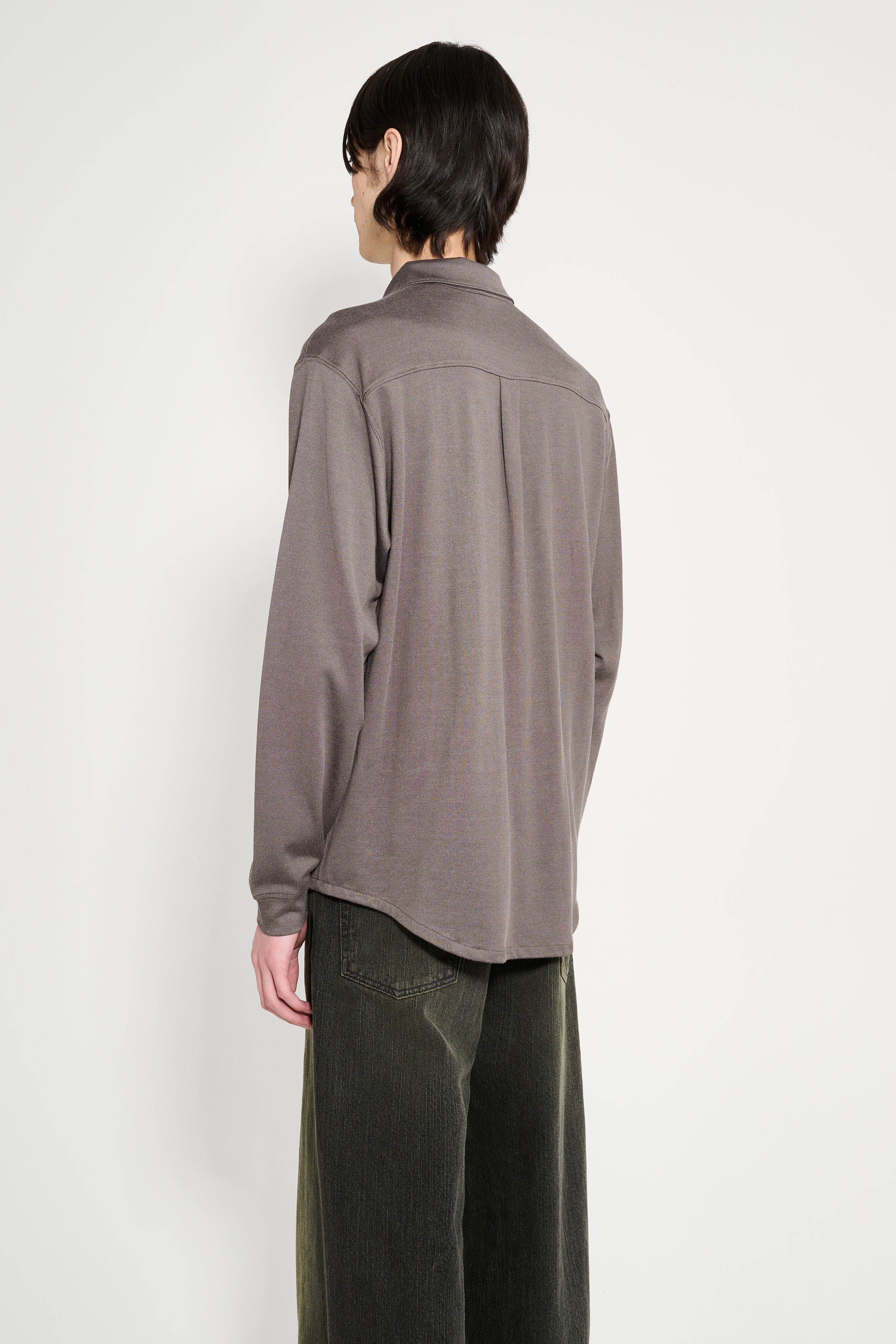 Lady White Co. LS Jersey Button Down Grey Olive