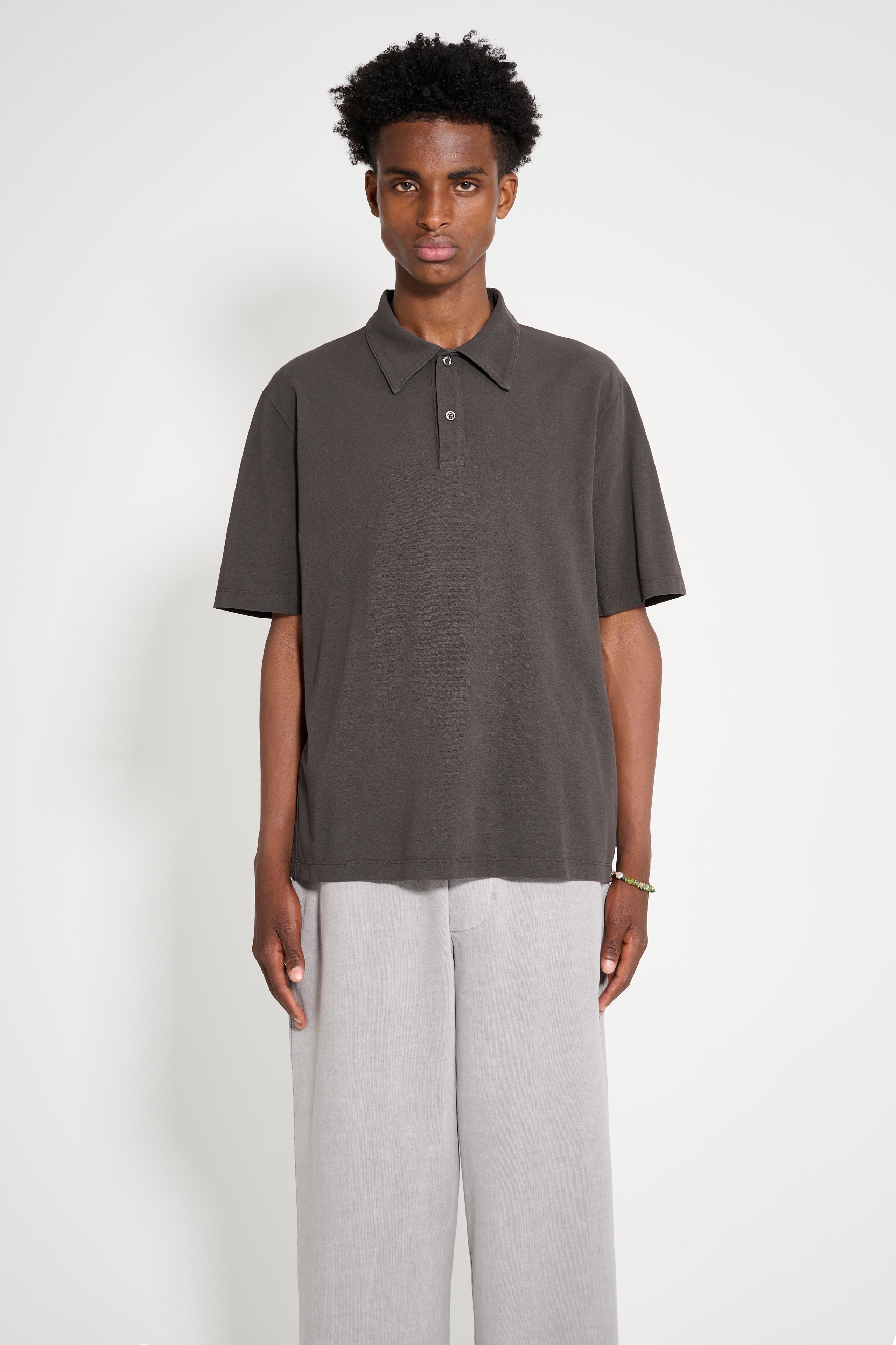 Lady White Co. Pique Two Button Polo Black Pine