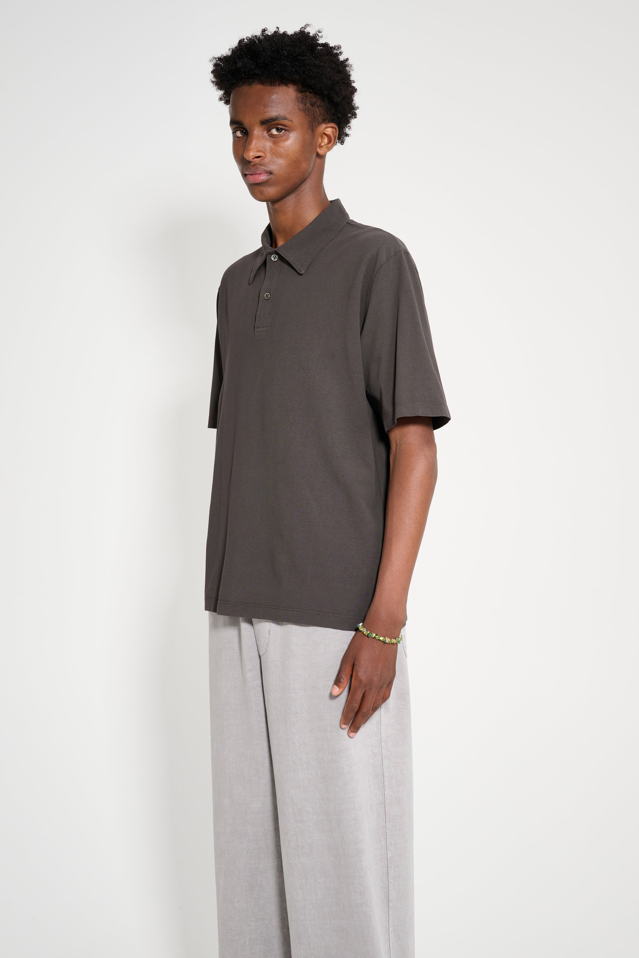 Lady White Co. Pique Two Button Polo Black Pine