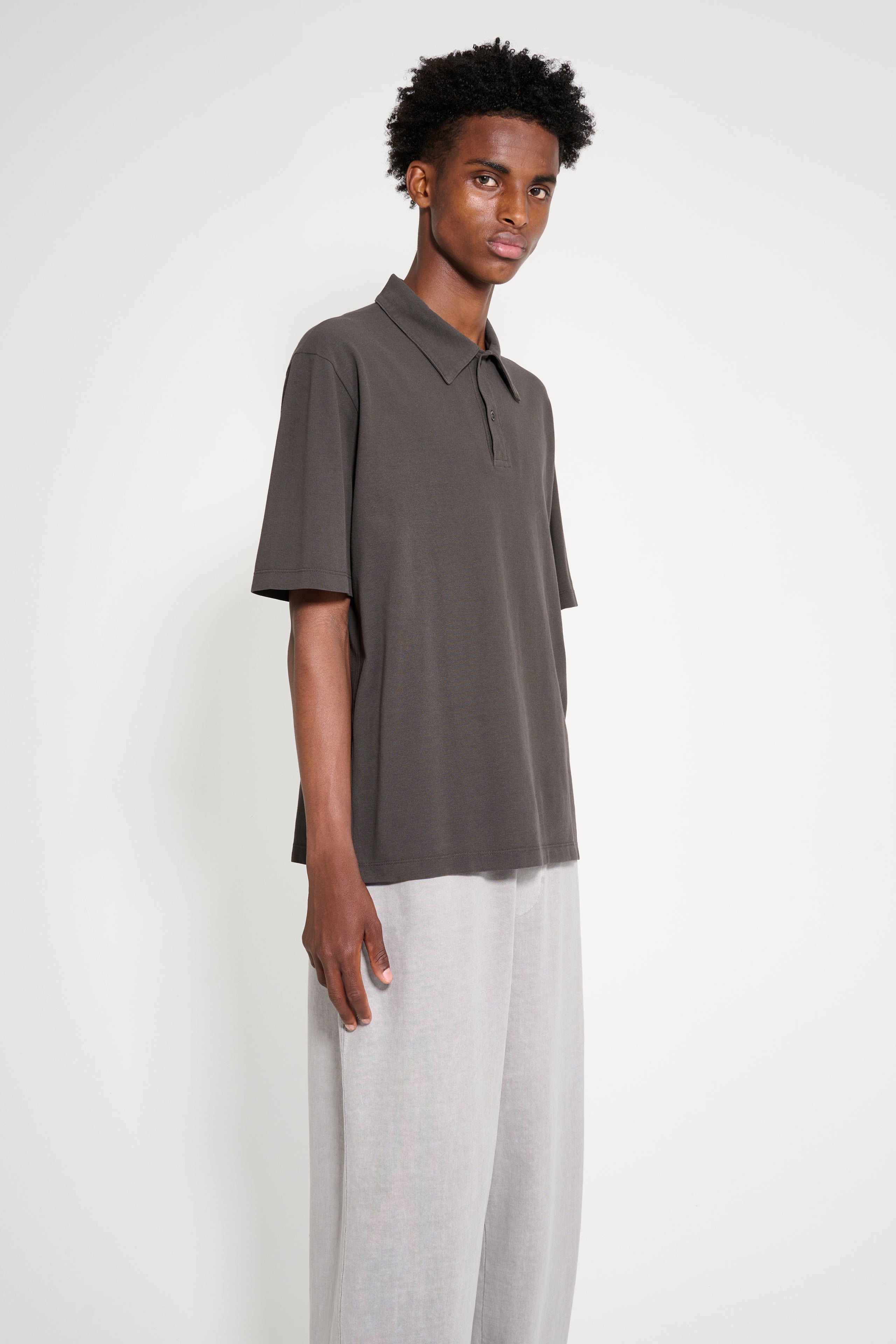 Lady White Co. Pique Two Button Polo Black Pine