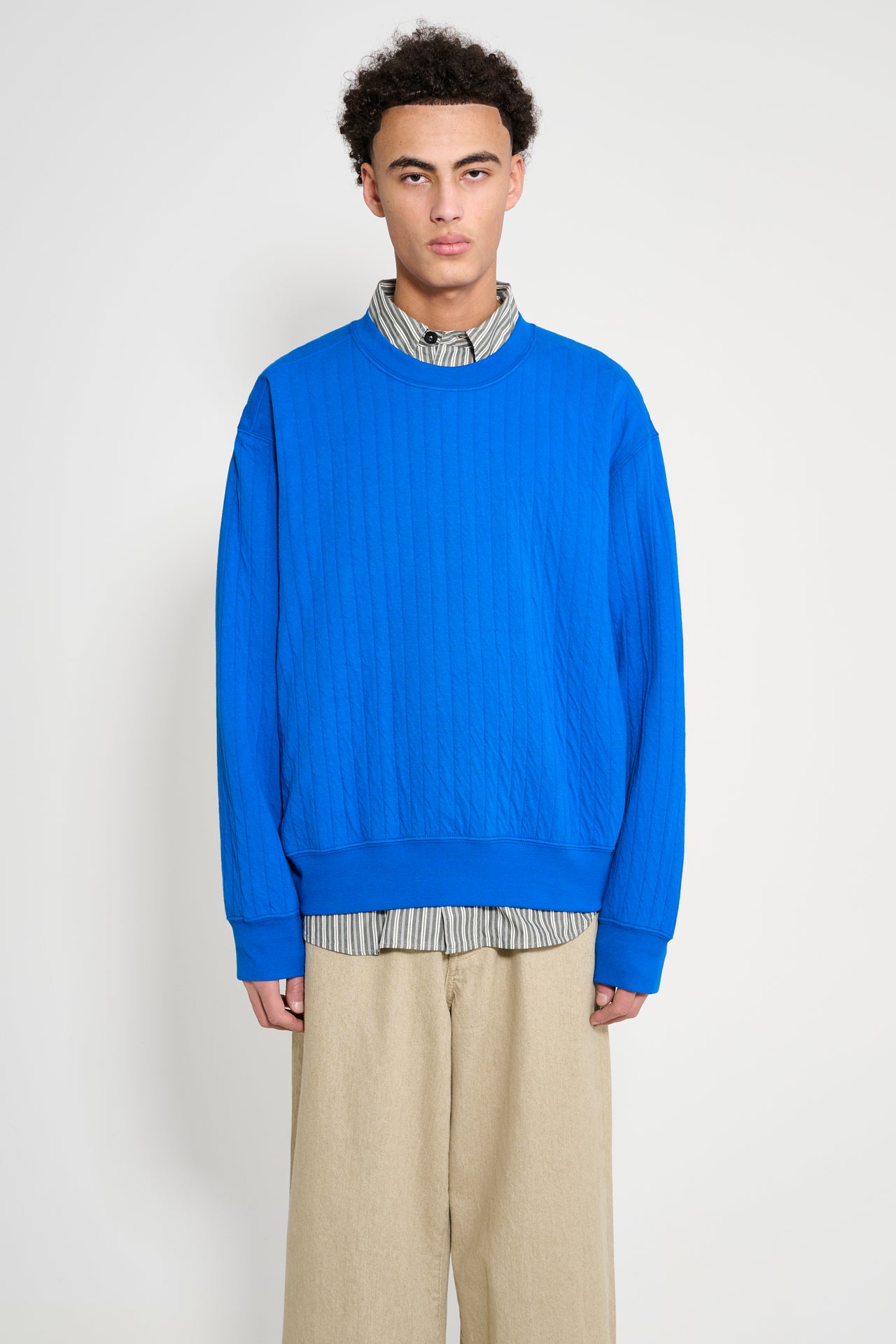 Lady White Co. x TRÈS BIEN Quilted Crewneck Extra Blue